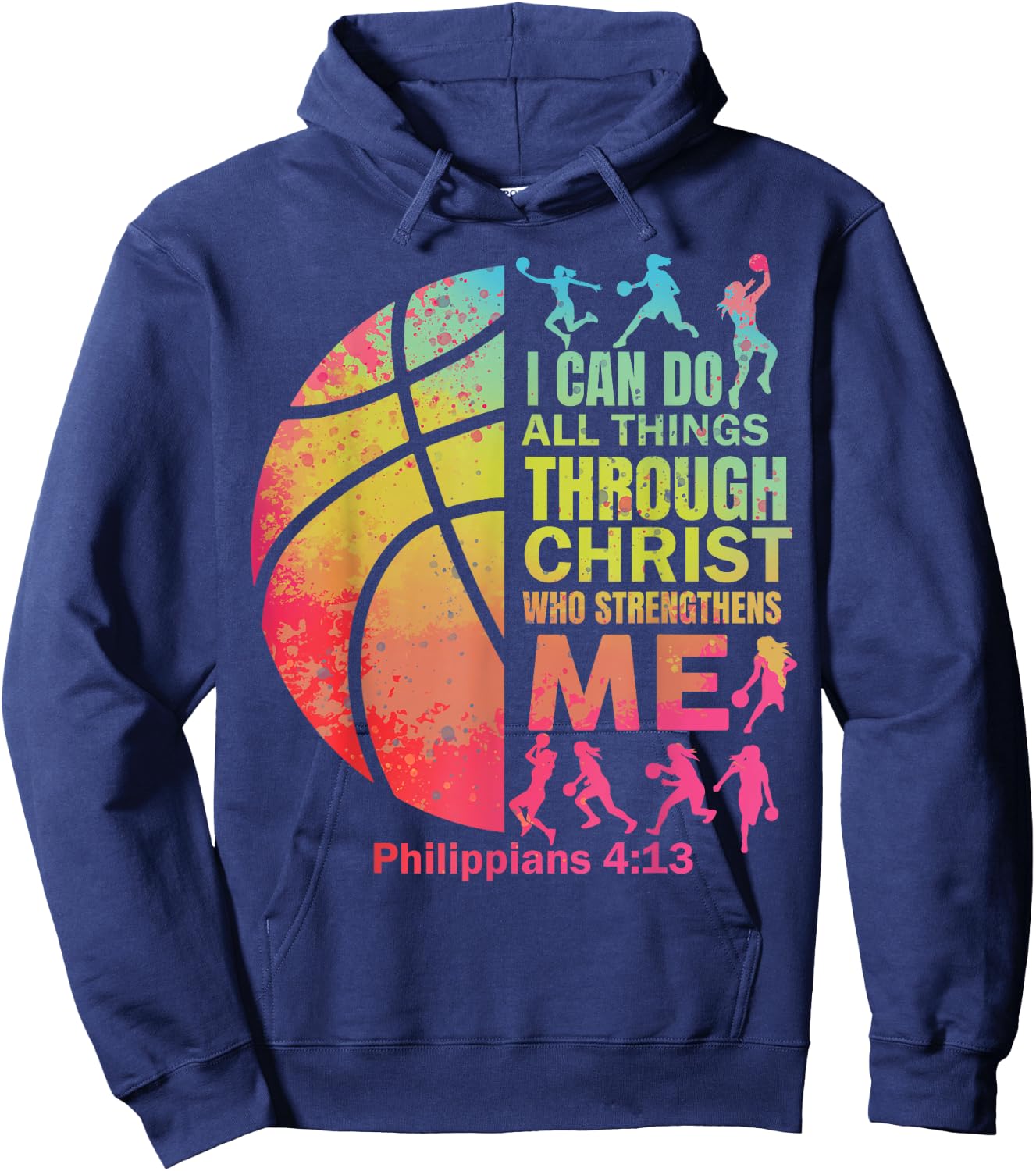 Basketball t Shirt Women Girls Teen Christian Christ Tie Dye Hoodie - Hoodie | Navy