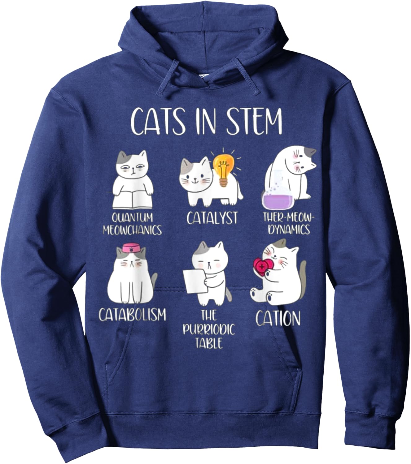Funny Science Meme Cats In Stem Scientist Nerd Cat Lover Hoodie - Hoodie | Navy