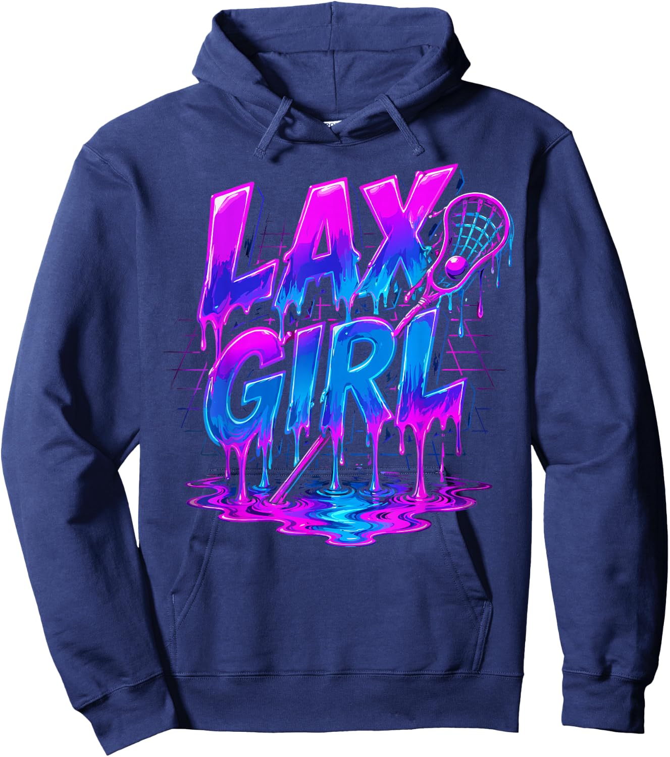 Lax Girl Lacrosse Ice Cream Funny Drip Hoodie - Hoodie | Navy
