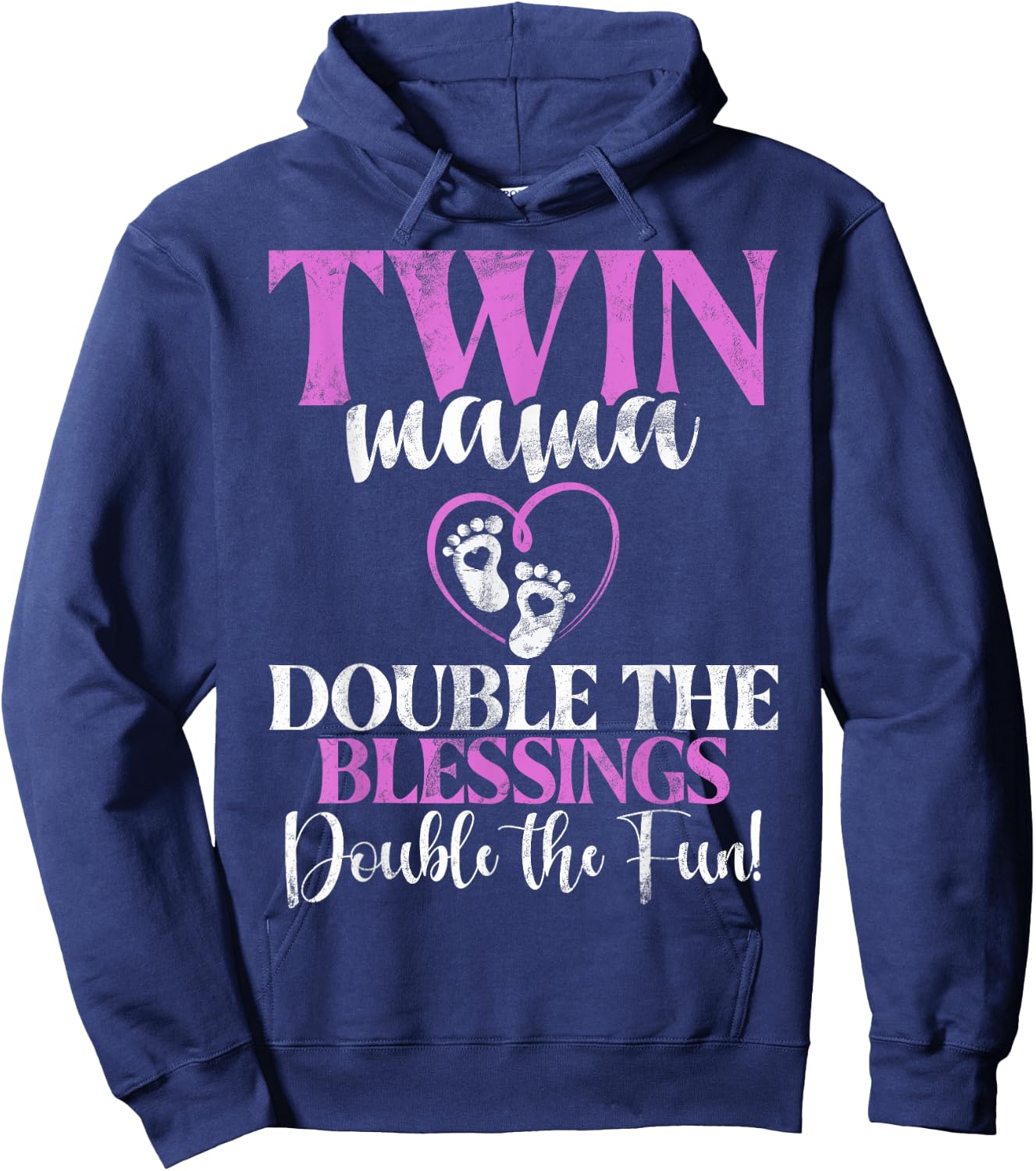 Twin Mama double the Blessings double the Fun Twin Mom Hoodie - Hoodie | Navy