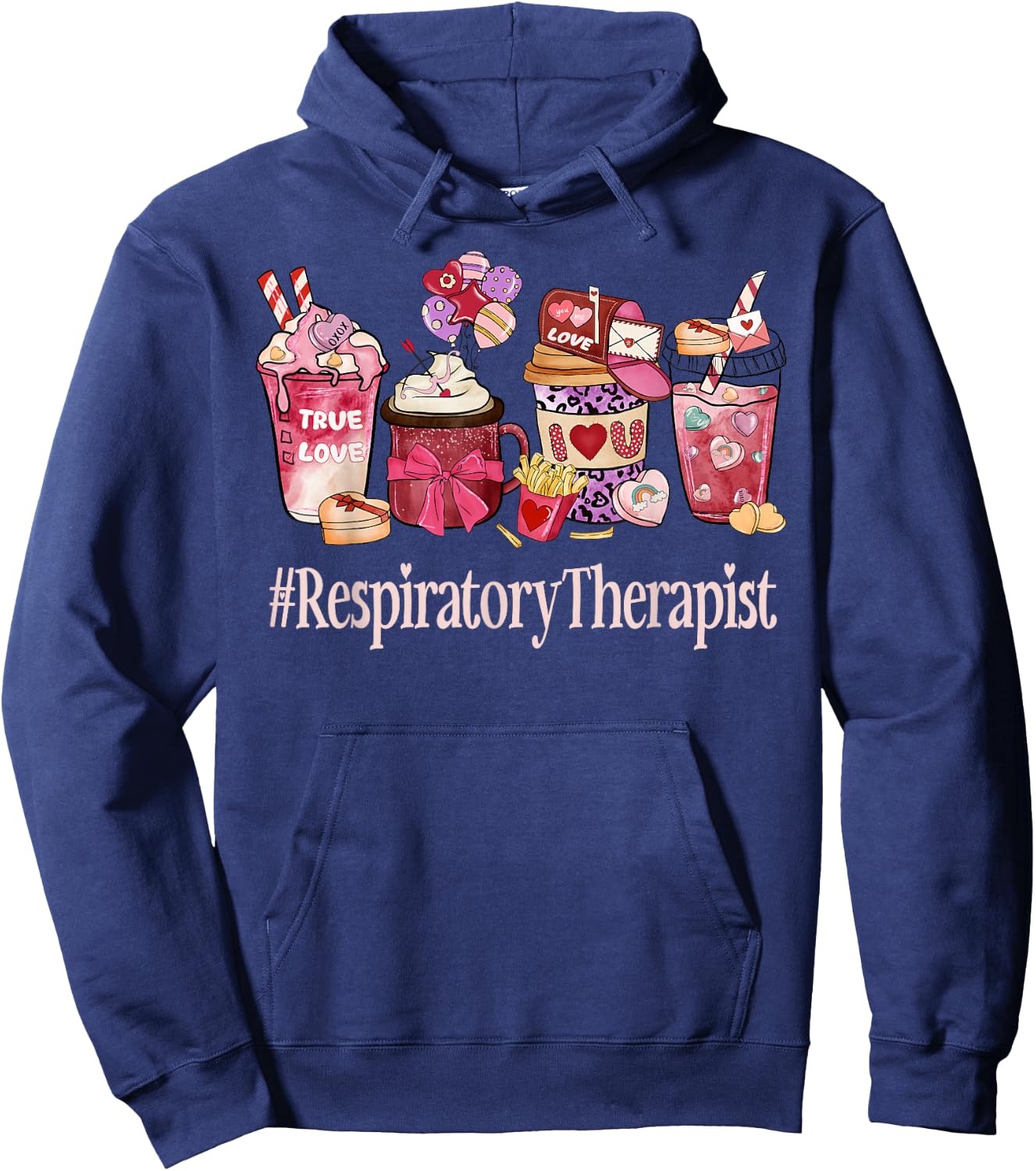 Respiratory Therapist Coffee Lovers Funny Valentine's Day Hoodie - Hoodie | Navy