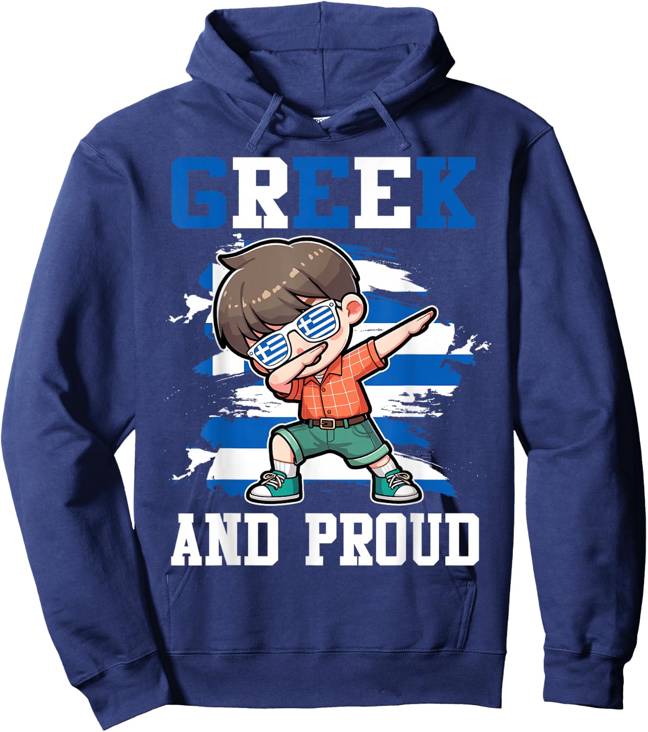 Greek And Proud Greek Boy Greece Flag Hoodie - Hoodie | Navy
