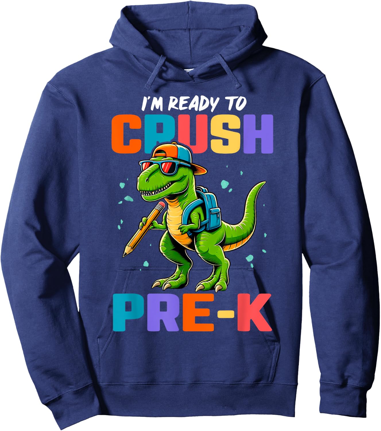First Day Of Pre-K Shirt Boys Kids Dinosaur Back To School Hoodie - Hoodie | Navy