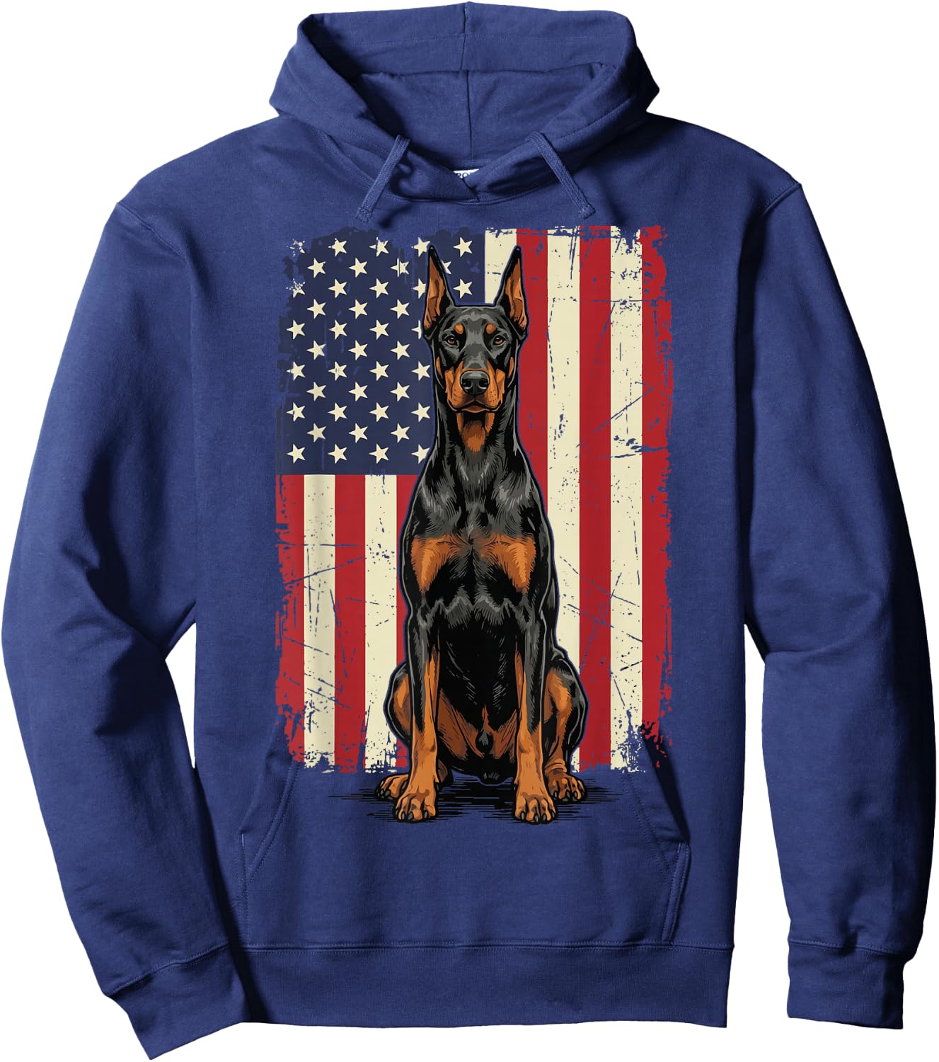 Doberman USA Flag Hoodie - Hoodie | Navy