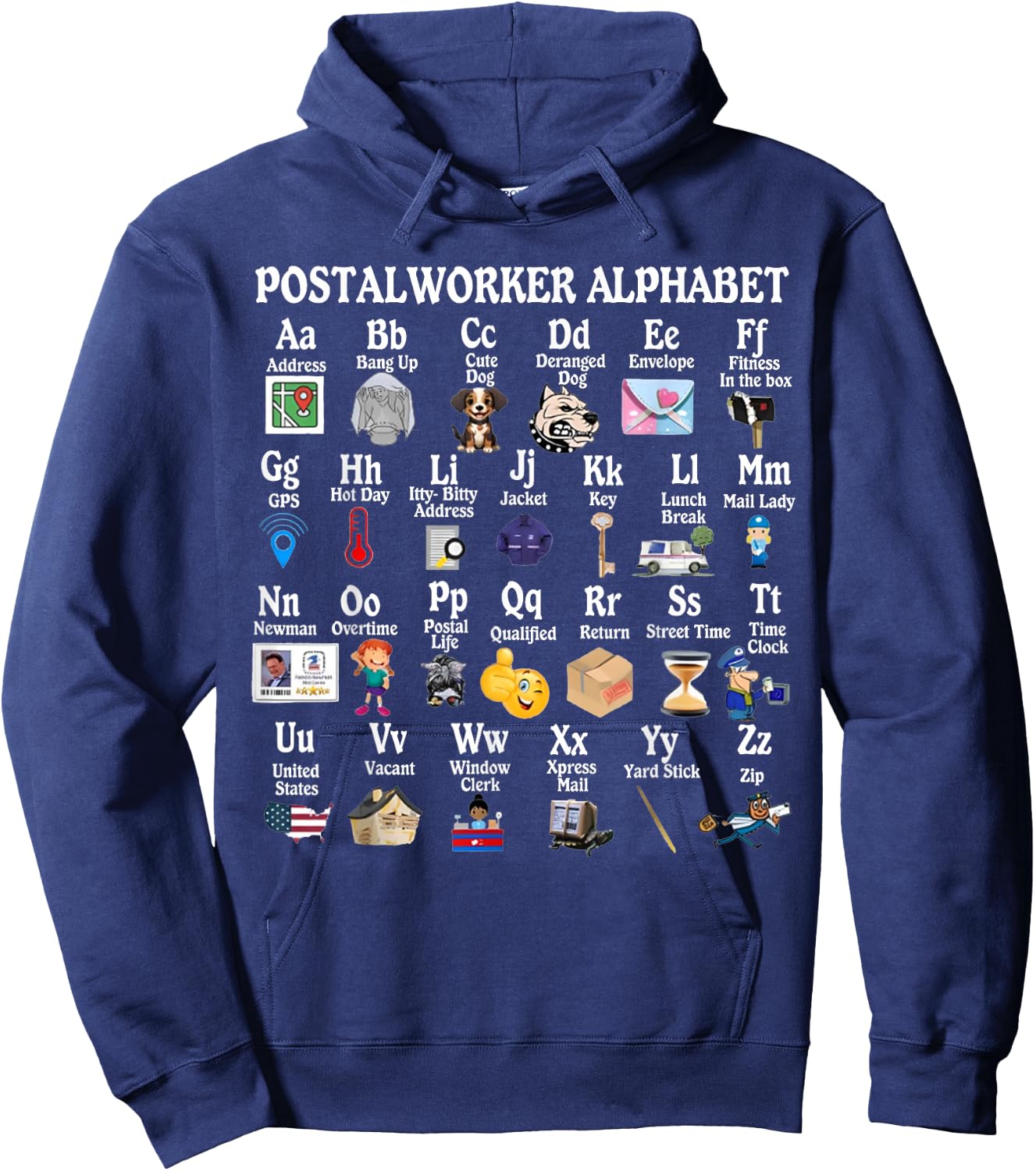 Mailed it Postal Worker Gifts Funny Alphabet Post Office Delivery Mailman Hoodie - Hoodie | Navy