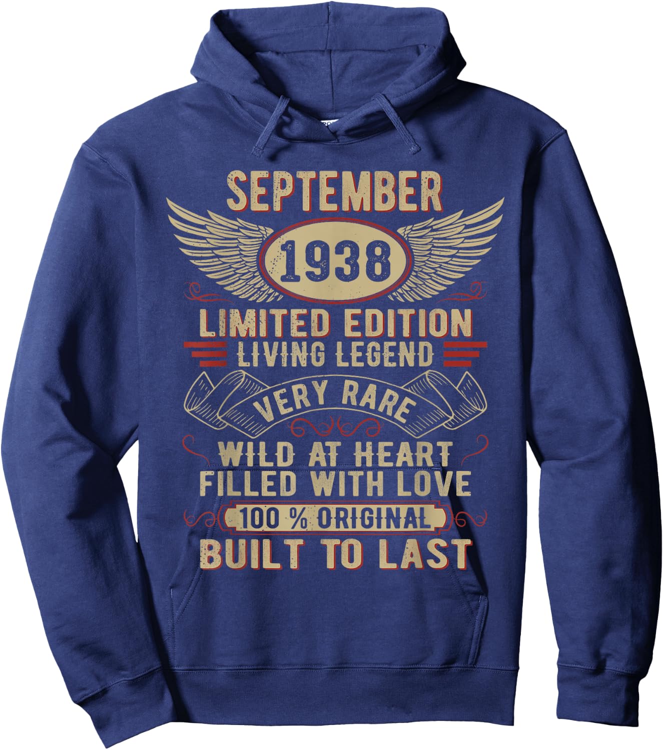 Legend Born In September 1938 Vintage Birthday Hoodie - Hoodie | Navy