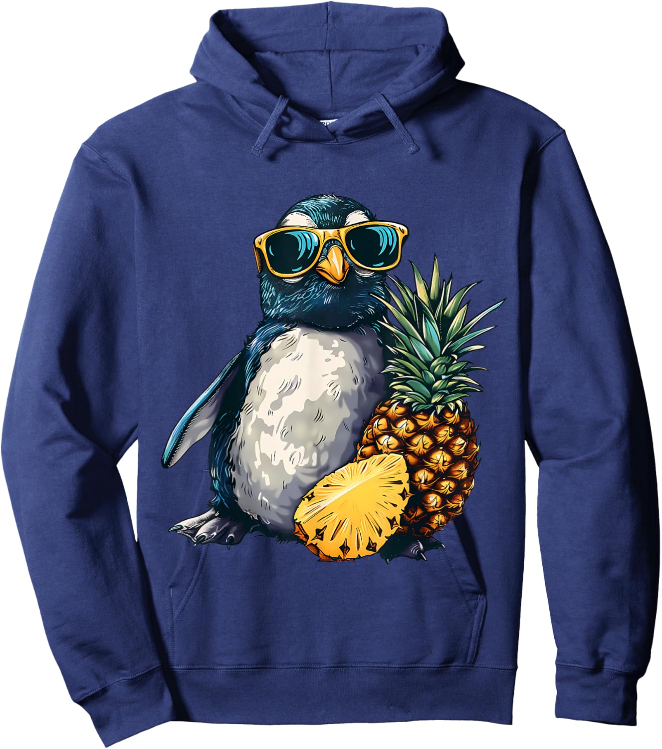 Pineapple Penguin Bird Animal Art Pineapple Lover Drawing Hoodie - Hoodie | Navy
