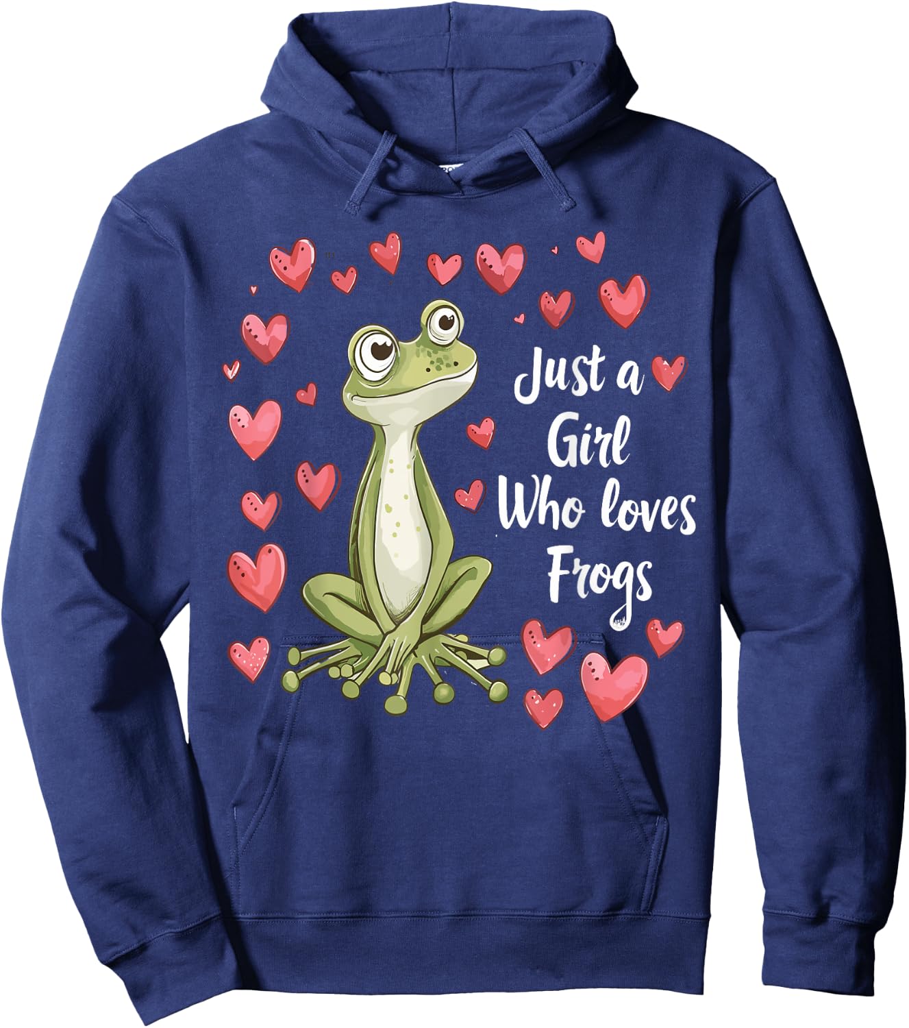 Cute Frog Lovers Gift Girls Just A Girl Who Loves Frogs Hoodie - Hoodie | Navy
