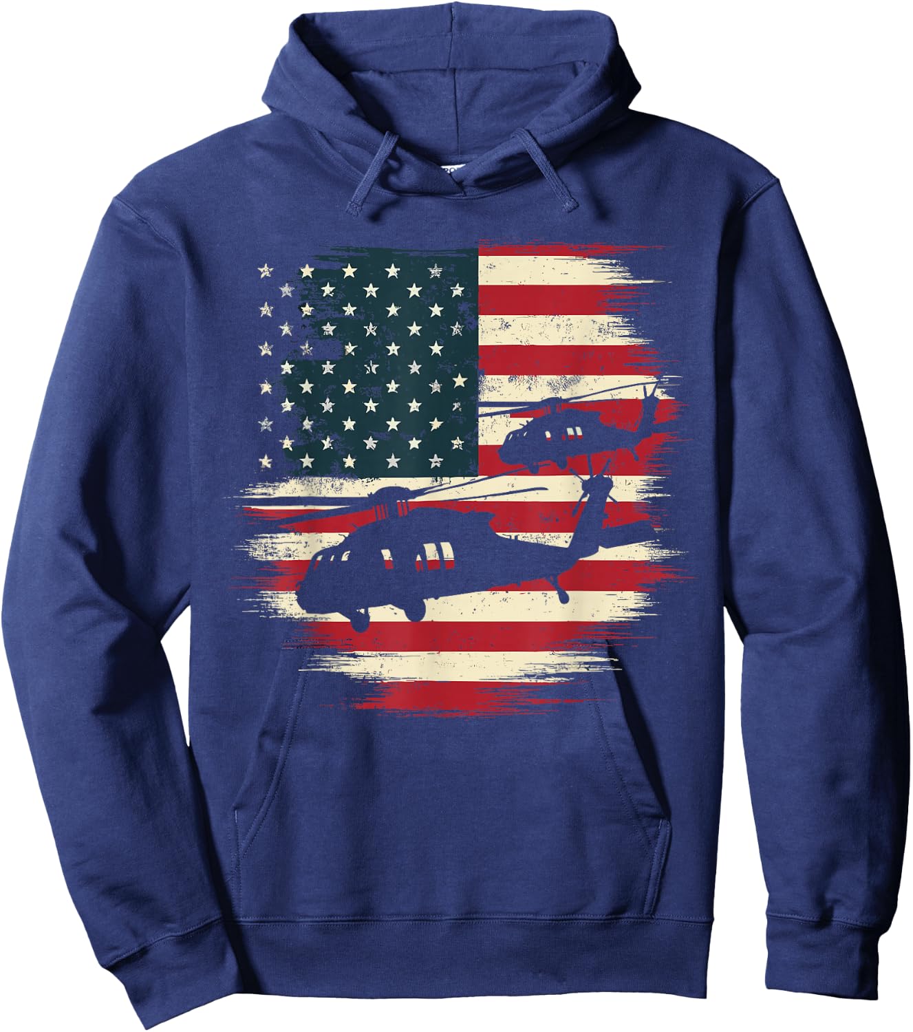Helicopter USA Vintage Flag American Hoodie - Hoodie | Navy