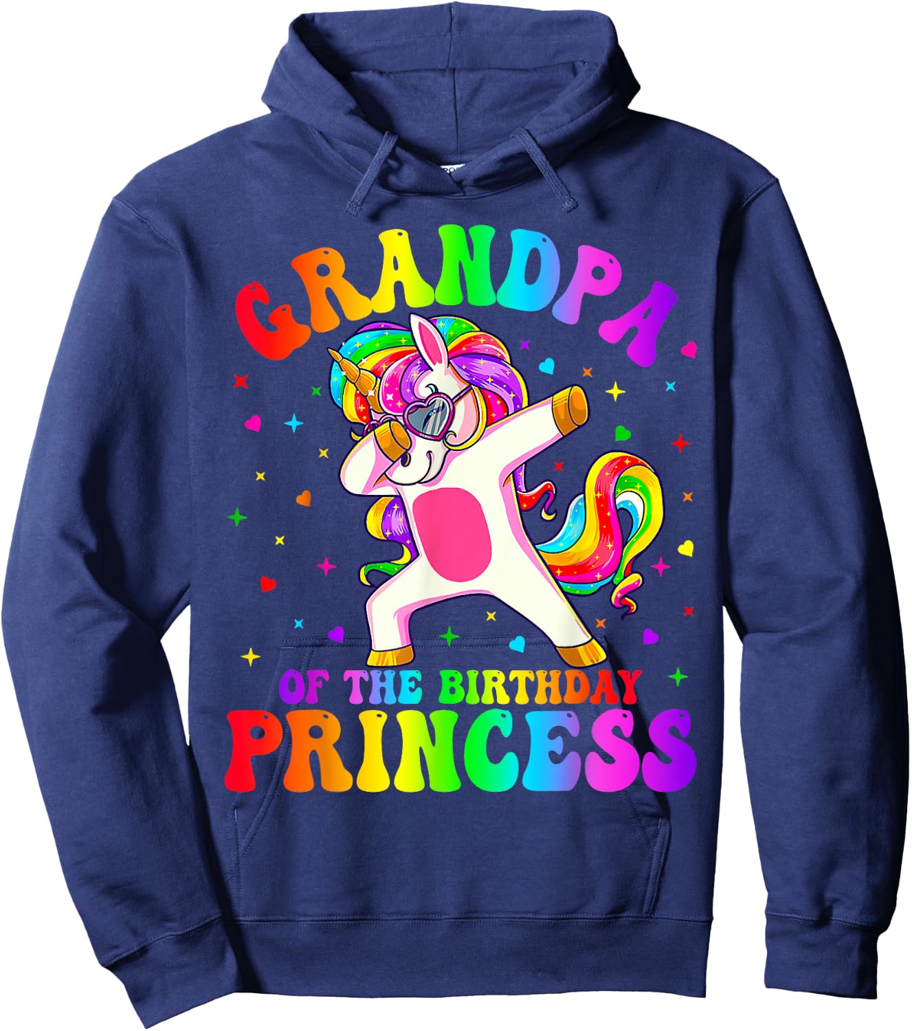 Grandpa of the Birthday Princess Girl Dabbing Unicorn Funny Hoodie - Hoodie | Navy
