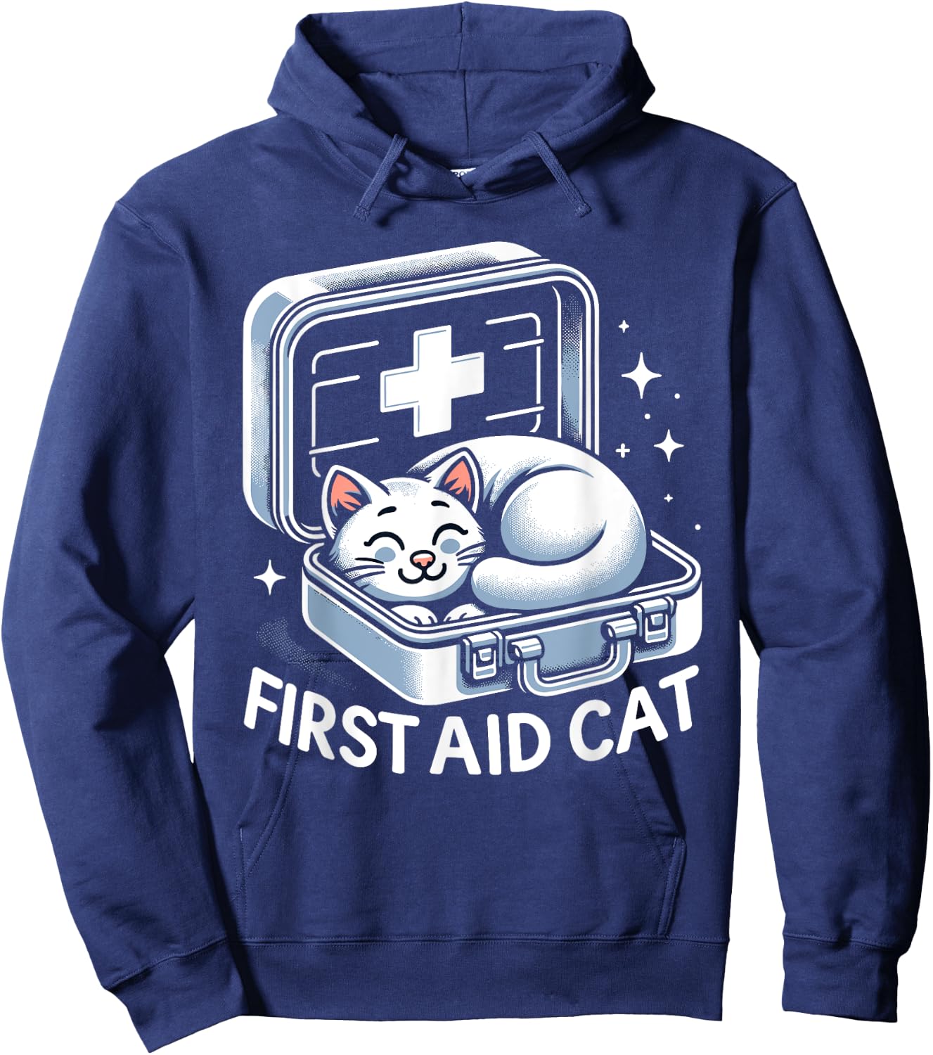 First Aid Cat Pun Nurse Doctor Healthcare Novelty Funny Cat Women Kids Hoodie - Hoodie | Navy