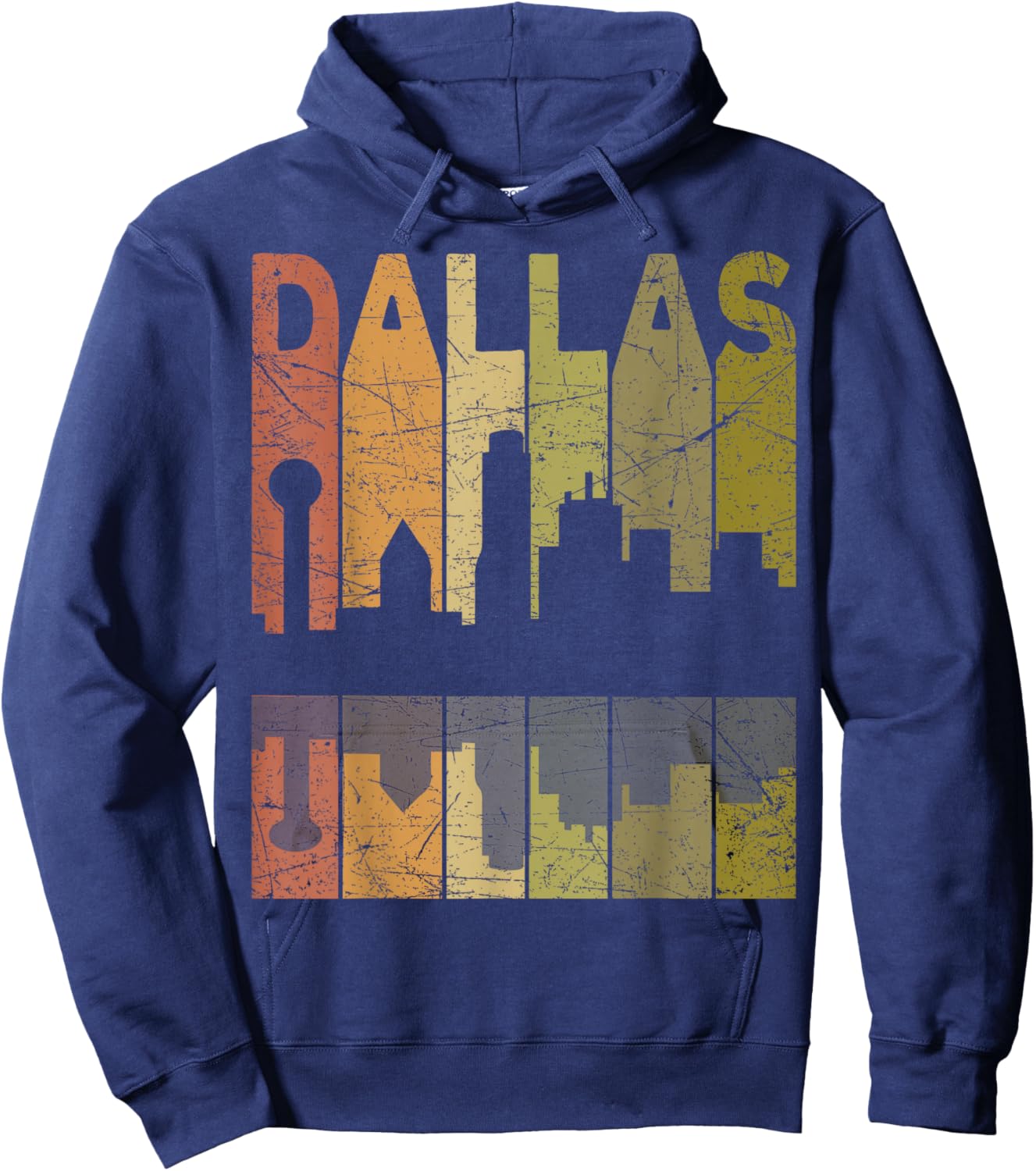Dallas Vintage Dallas Texas Retro Dallas Skyline Hoodie - Hoodie | Navy