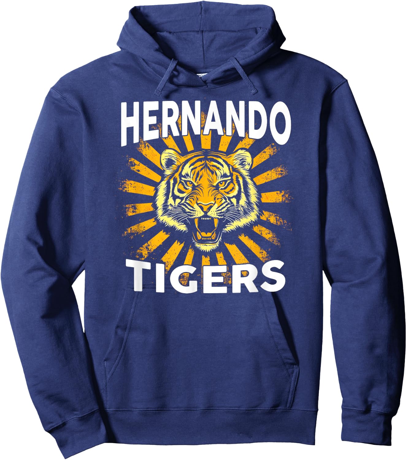 Hernando Tigers Vintage Graphic Design Cool Retro Tiger Hoodie - Hoodie | Navy