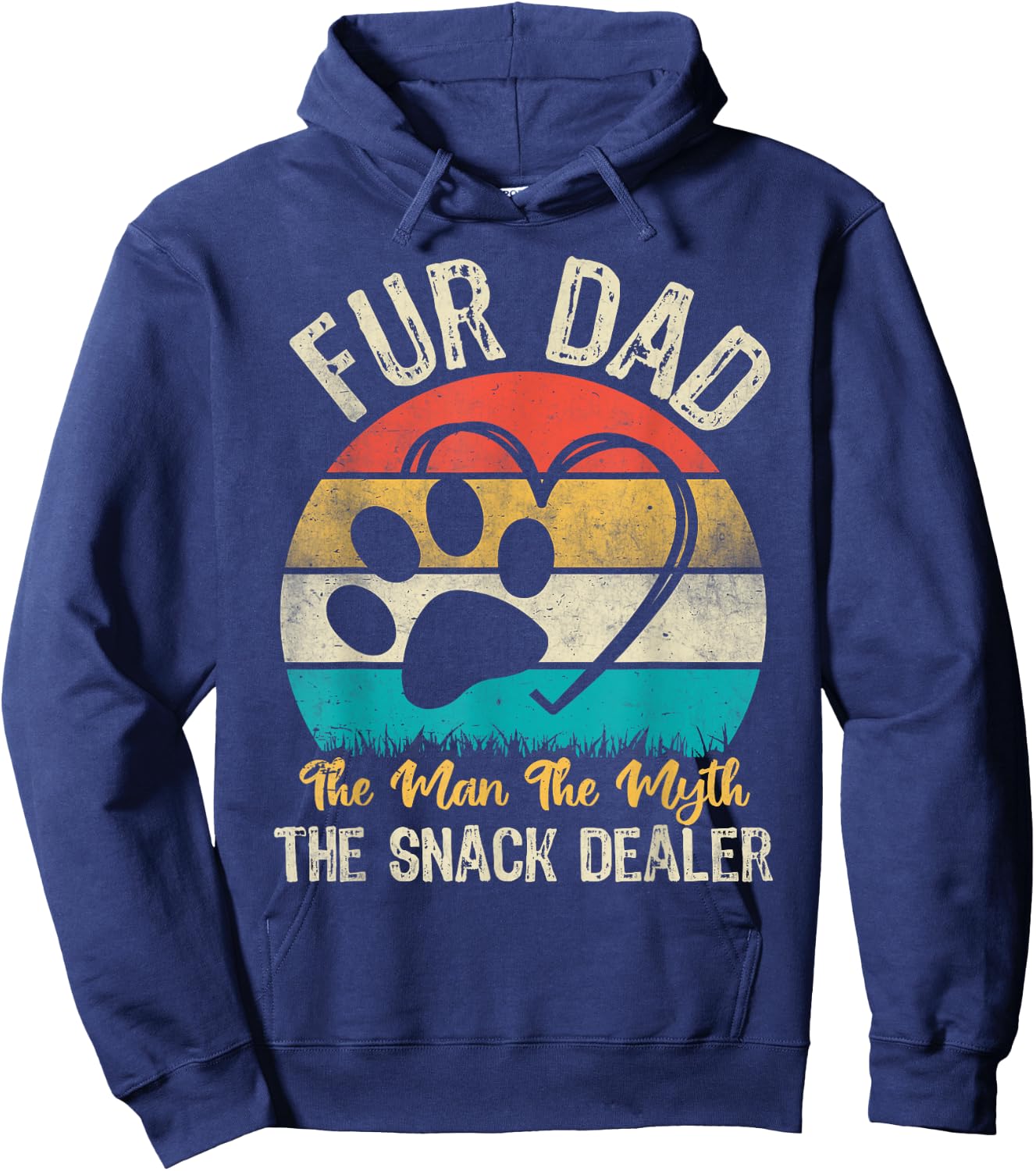 Retro Fur Dad The Man The Myth The Snack Dealer Dog Dad Hoodie - Hoodie | Navy