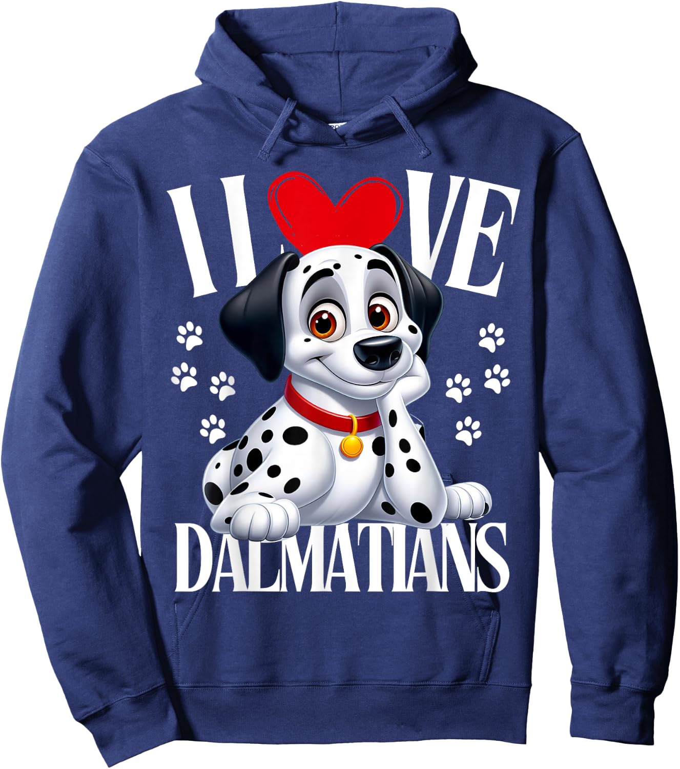 Funny Dalmatian.I Love Dalmatians.Cartoon Dog.Men Women Kids Hoodie - Hoodie | Navy
