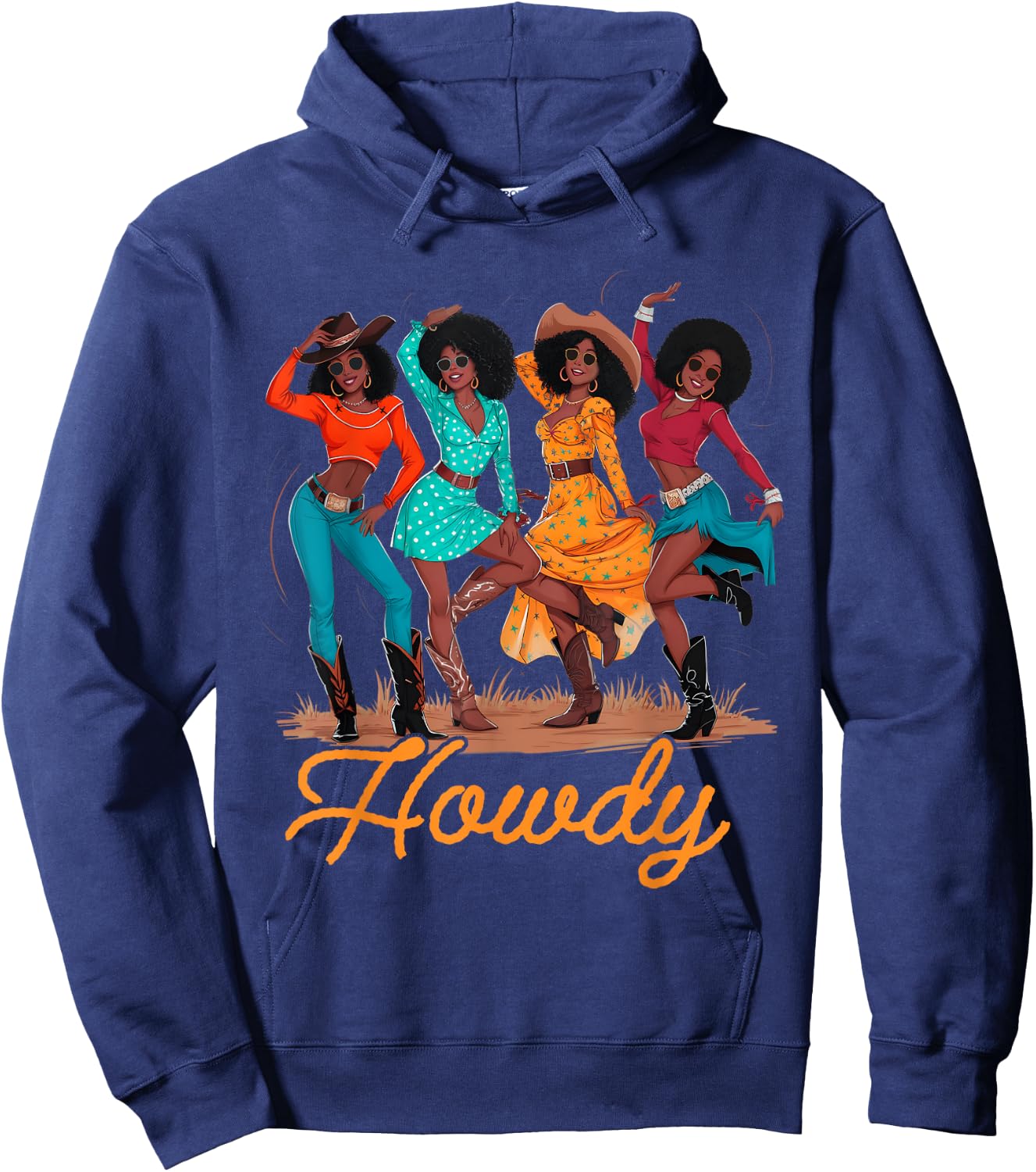 Black Cowgirls Line Dance Western Rodeo Country Music Texas Hoodie - Hoodie | Navy