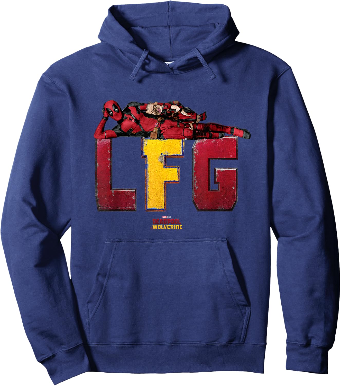 Marvel Deadpool & Wolverine LFG Deadpool & Dogpool Chilling Hoodie - Hoodie | Navy