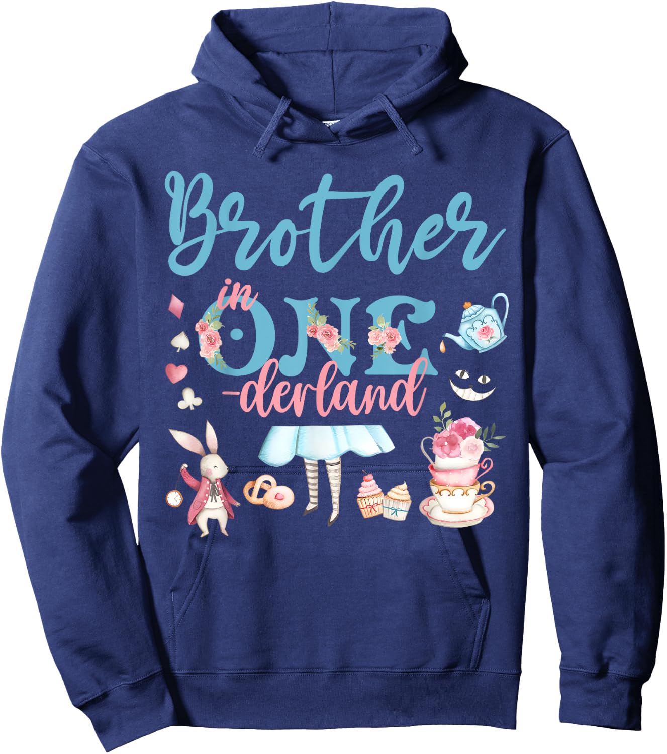 Brother Of The Birthday Girl - Brother In Onderland Family Hoodie - Hoodie | Navy