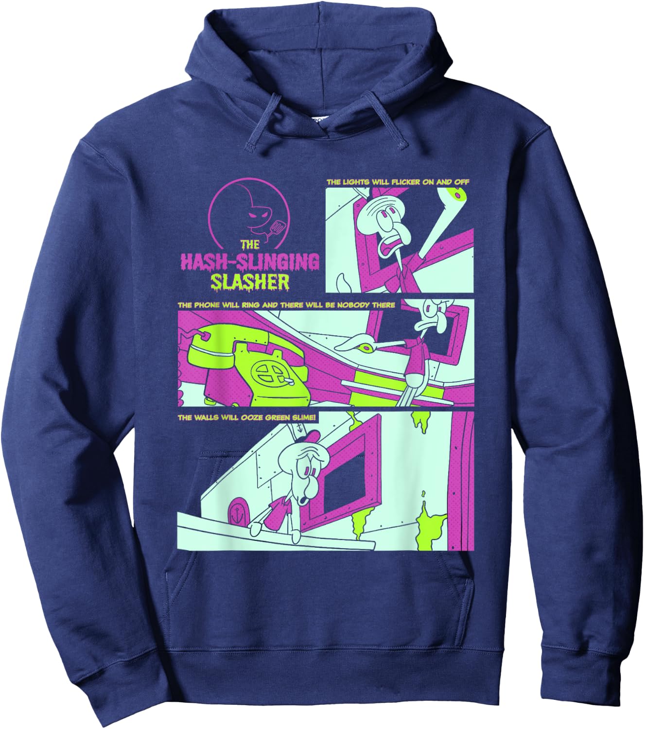 SpongeBob SquarePants The Hash-Slinging Slasher Signs Panels Hoodie - Hoodie | Navy