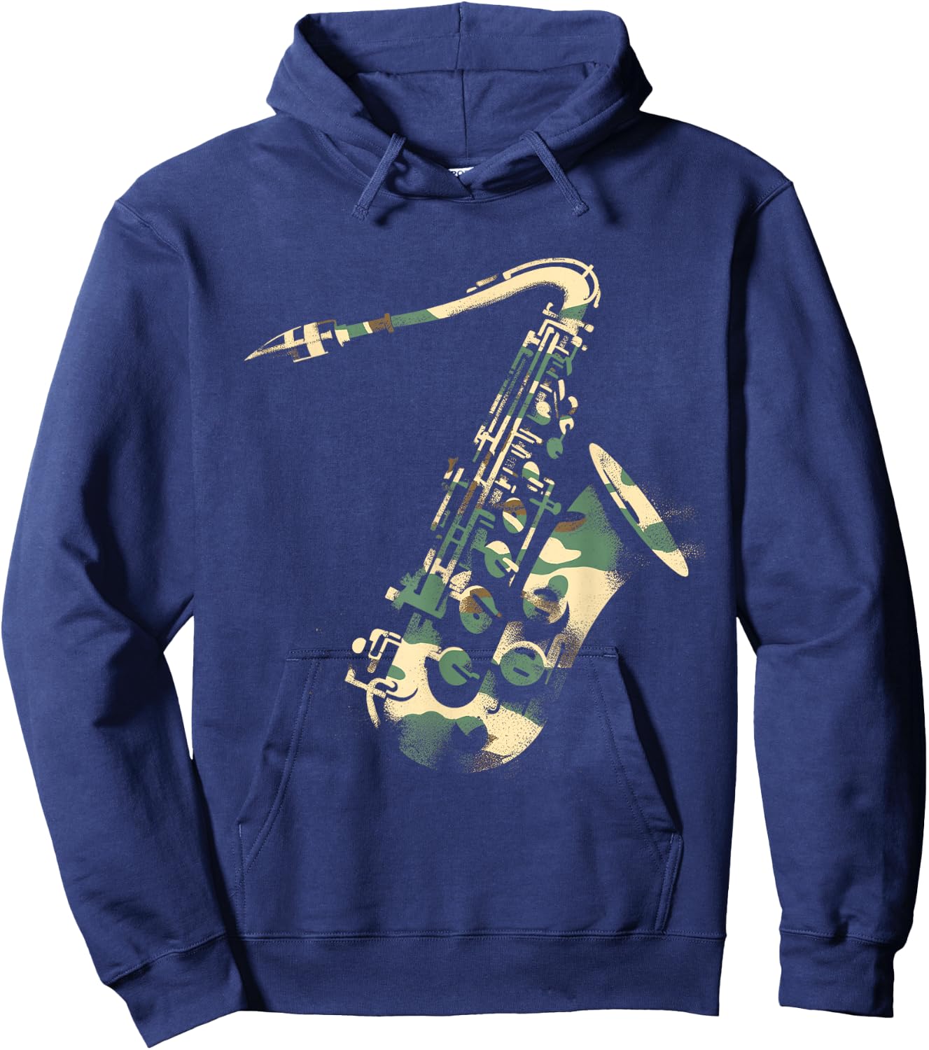 Saxophone Camouflage - Vintage Saxophone Instrument Jazz Hoodie - Hoodie | Navy