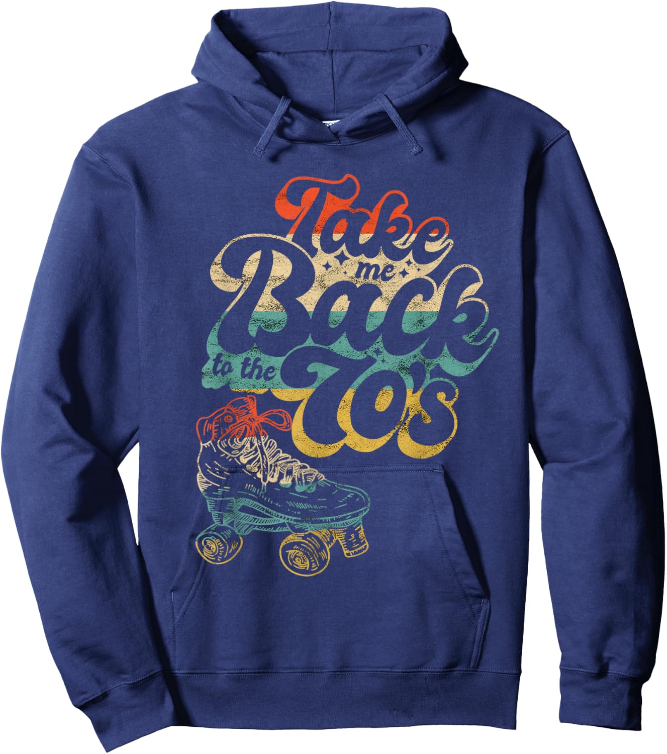 Roller Skating Retro 80s Roller Skate Driving Inline Skater Hoodie - Hoodie | Navy