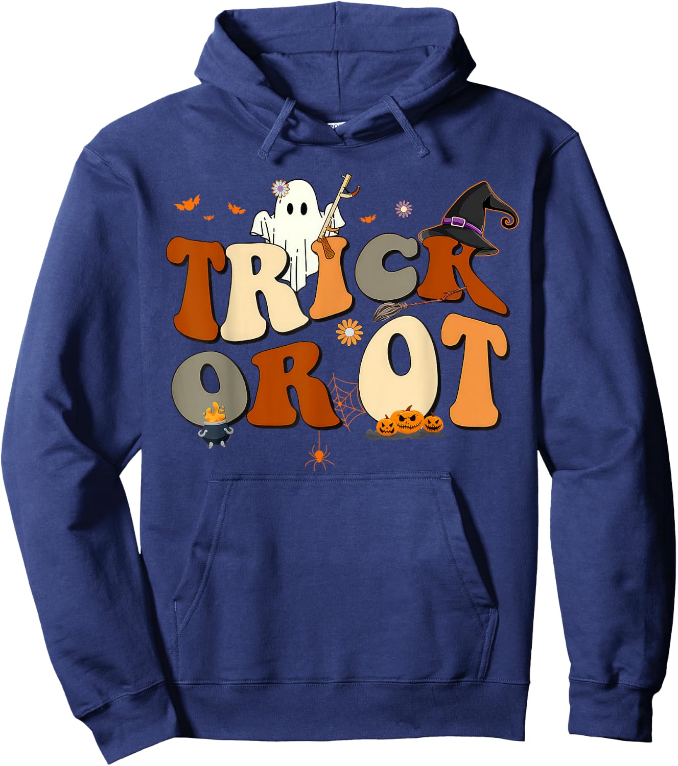 Retro Trick Or OT Occupational Therapy Ghost Halloween Hoodie - Hoodie | Navy