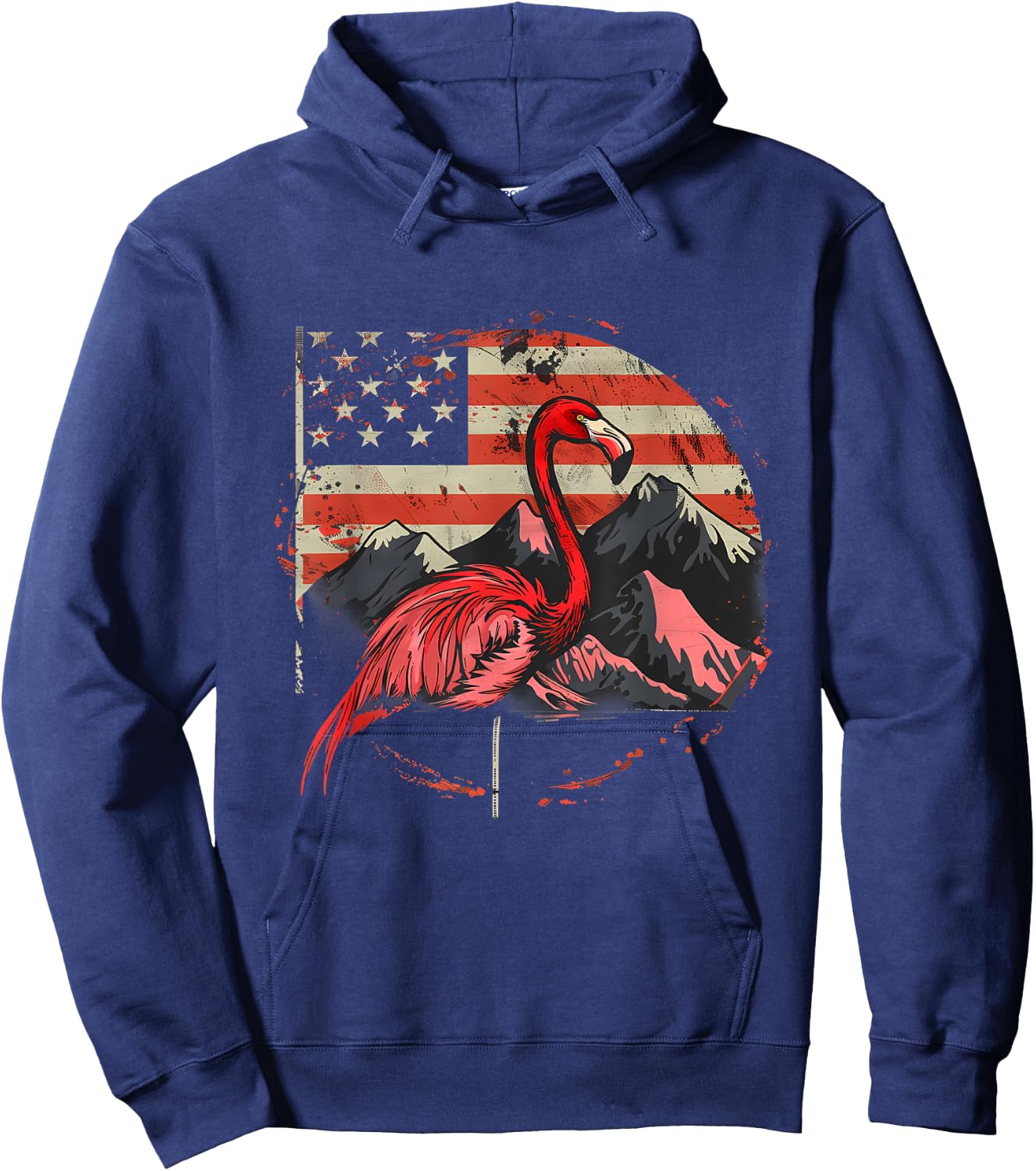 4th Of July American Flag Flamingo Fourth Of July USA Hoodie - Hoodie | Navy