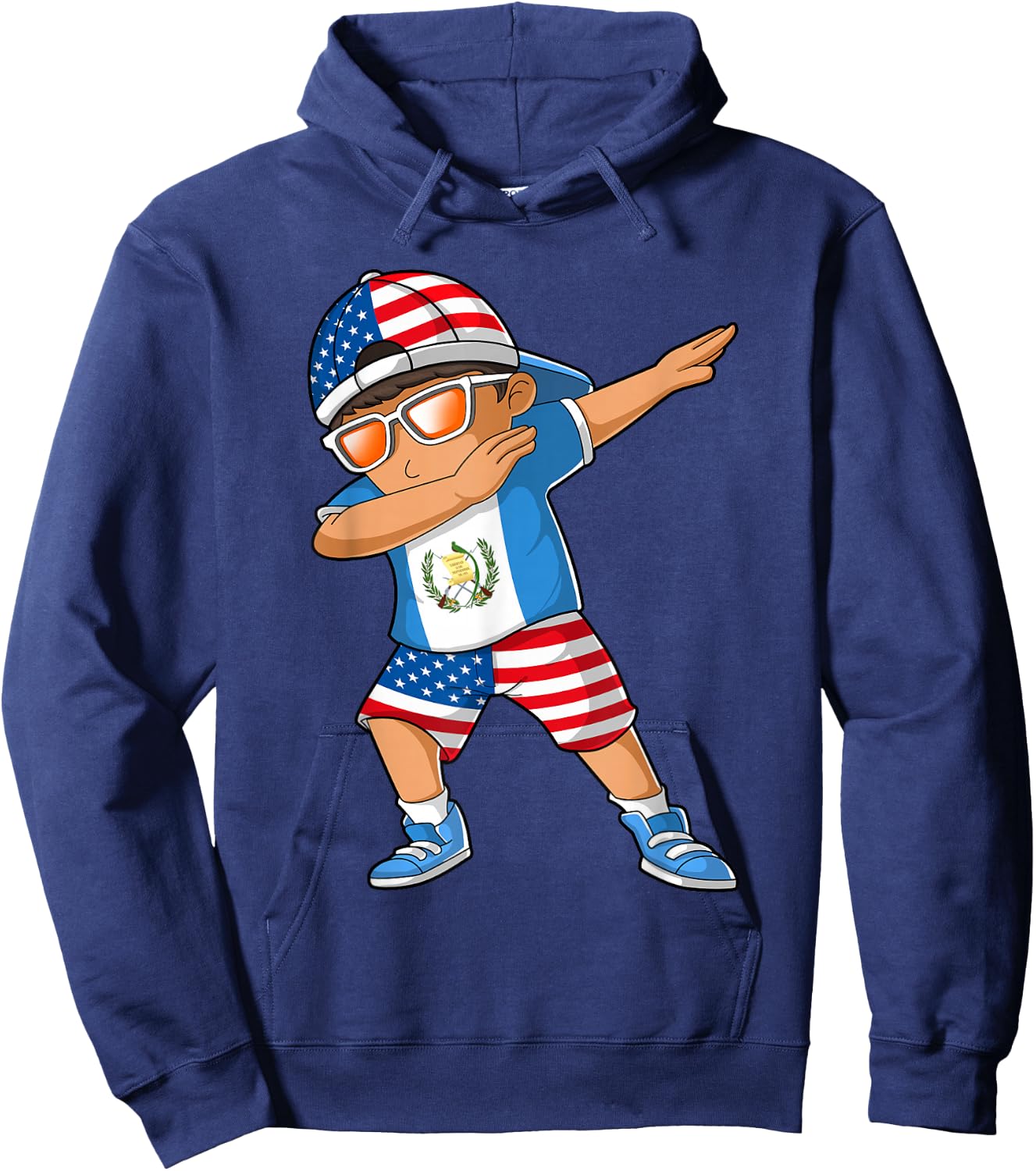 Half American Half Guatemalan Boy Kid Guatemala Flag Hoodie - Hoodie | Navy