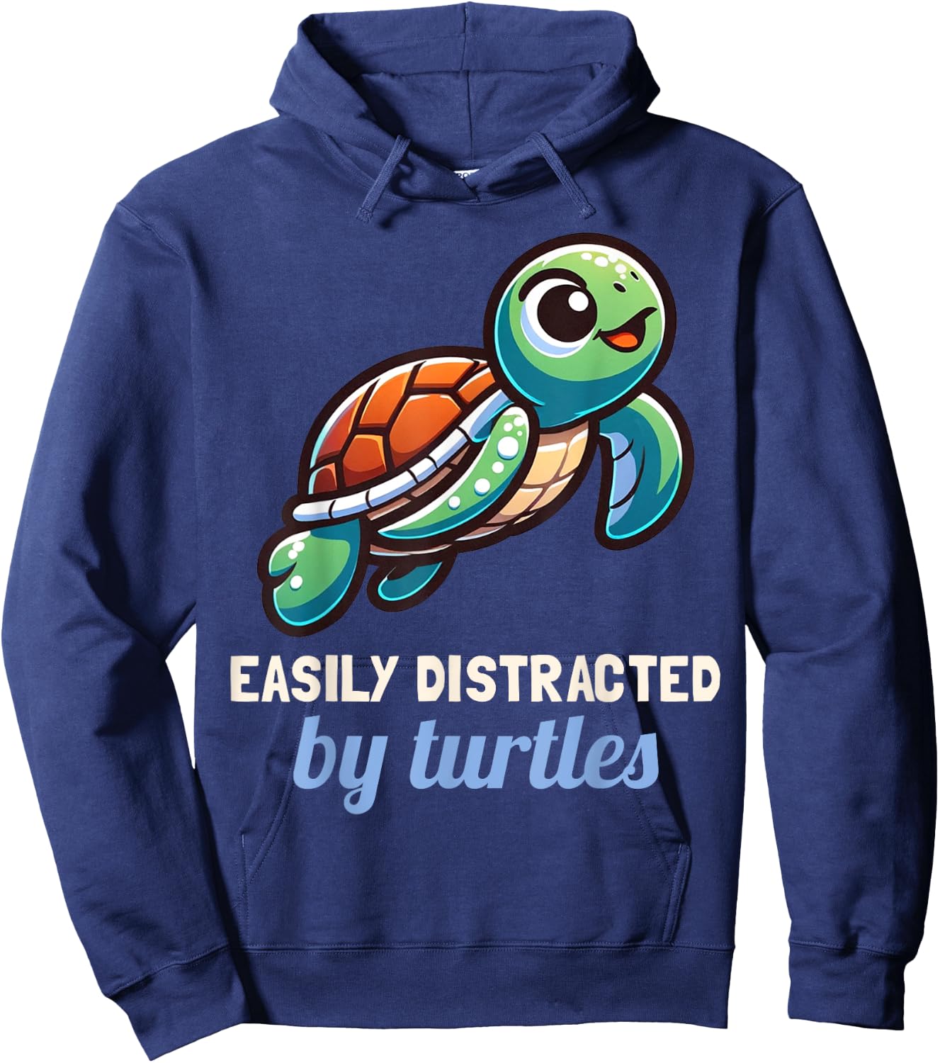 Cute Easily Distracted By Turtles Sea Turtle Lover Graphic Hoodie - Hoodie | Navy