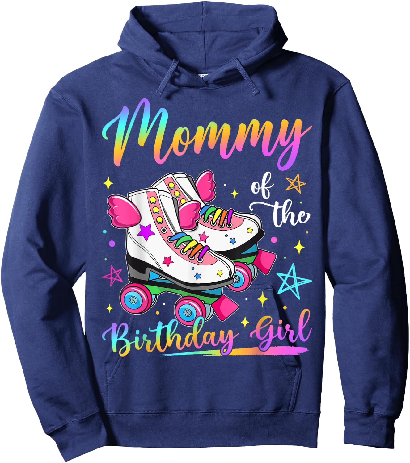 Mommy Of The Birthday Girl Rolling Skate Family Matching Hoodie - Hoodie | Navy
