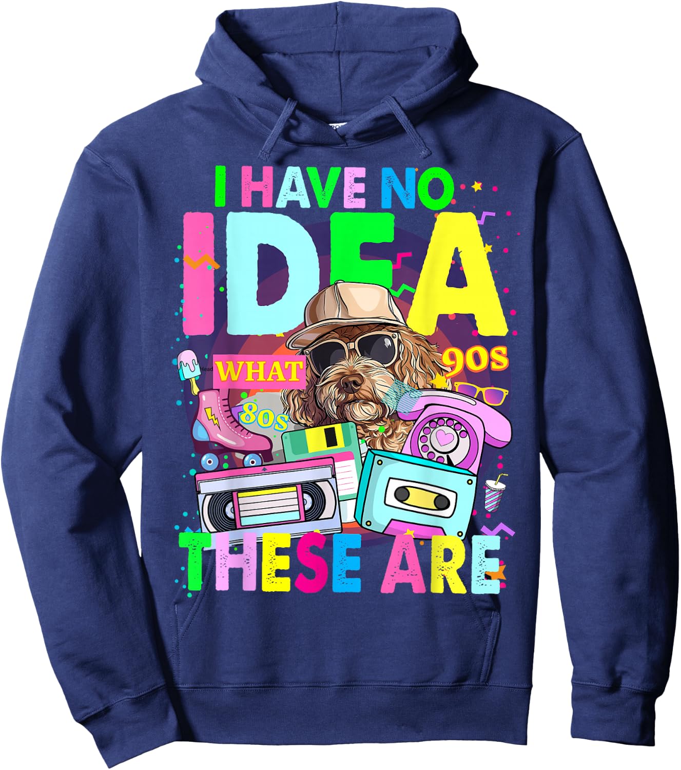 1980s Decade Outfit Idea for Kids & Novelty Girls 90s Themed Hoodie - Hoodie | Navy