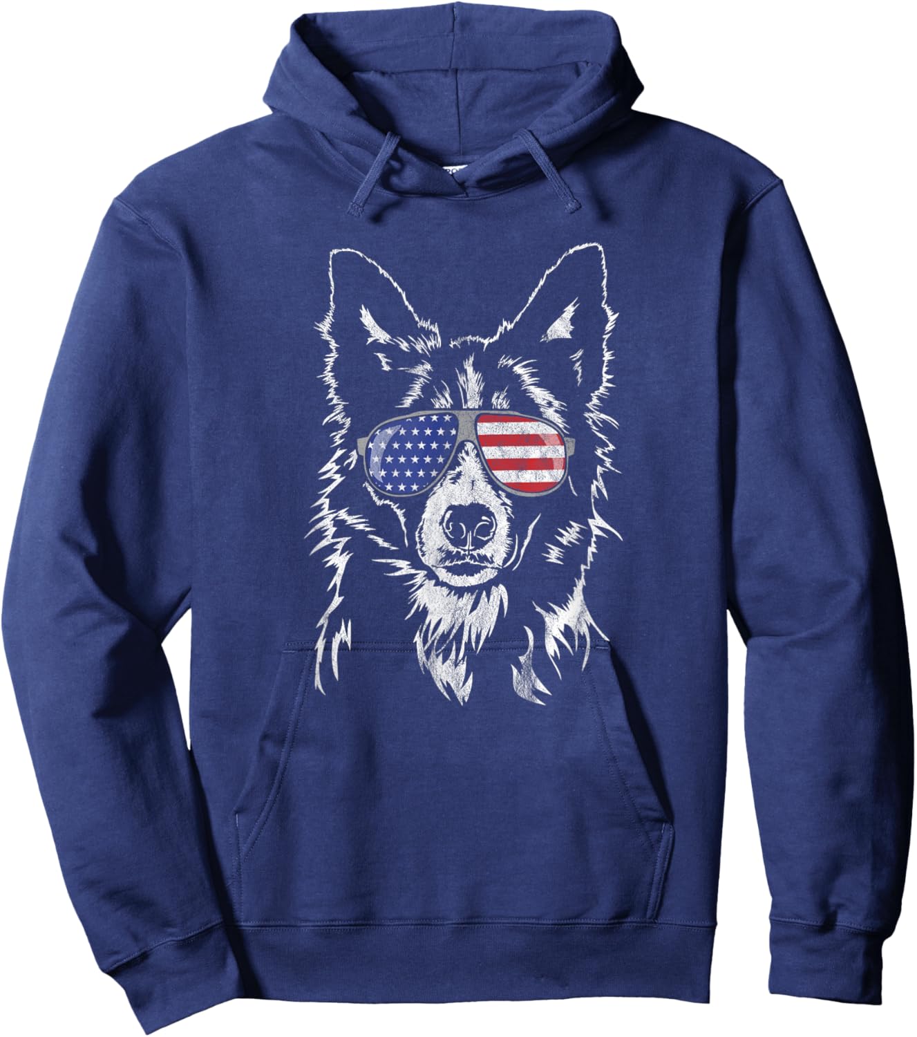 Funny Proud Border Collie American Flag sunglasses gift dog Hoodie - Hoodie | Navy