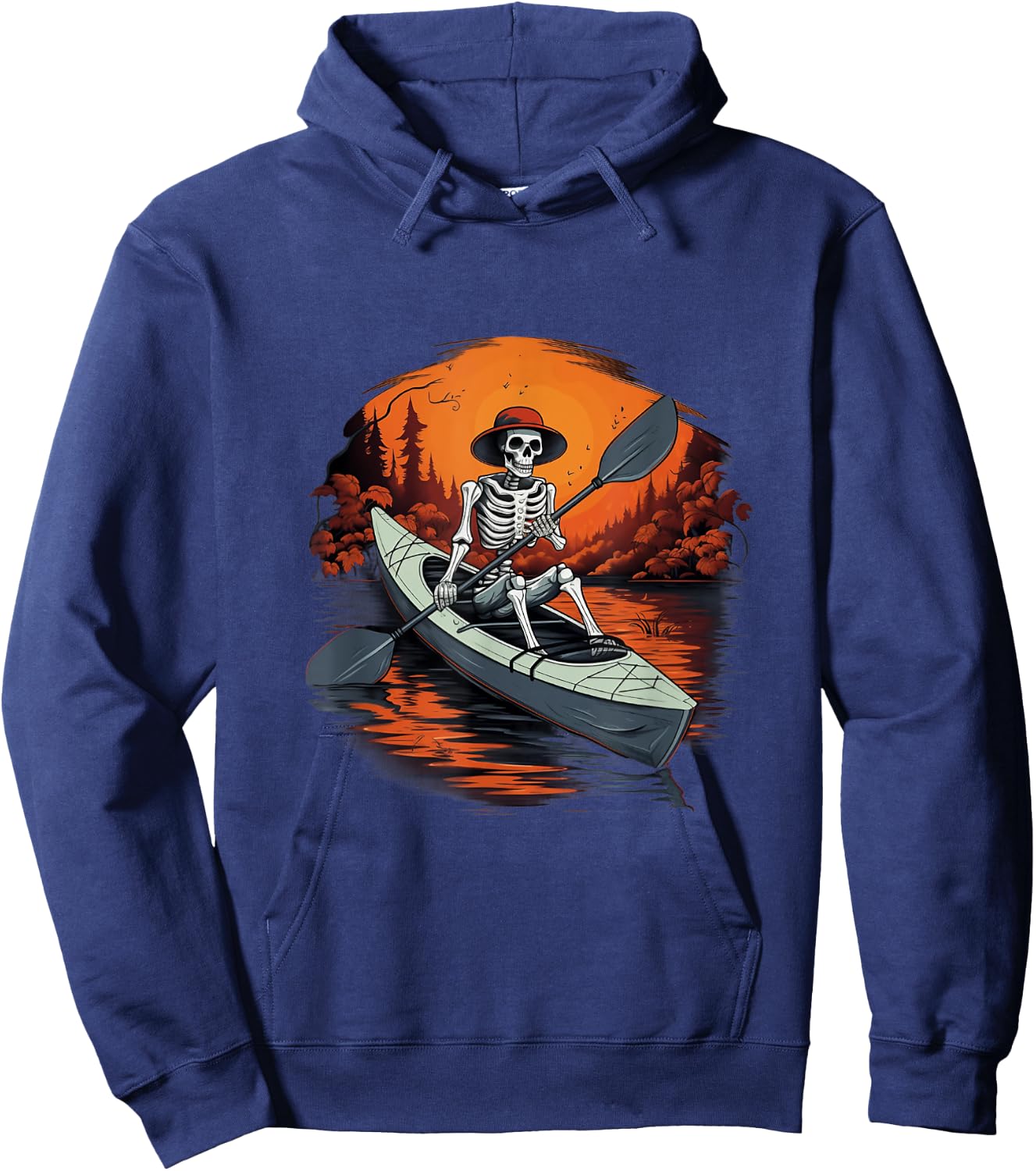 Canoe Skeleton Funny Kayaking Canoeing Halloween Kayaker Hoodie - Hoodie | Navy
