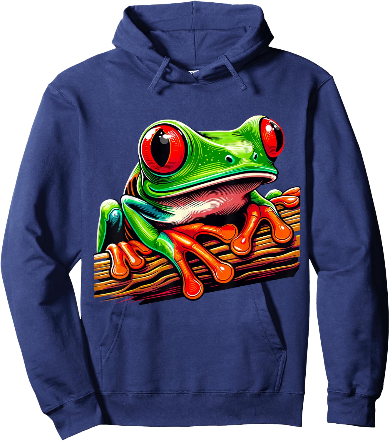 Humorous Frog lover Gifts Green Body Tree Frog Red Eyed Tree Frog Rainforest Amphibian Hoodie - Hoodie | Navy
