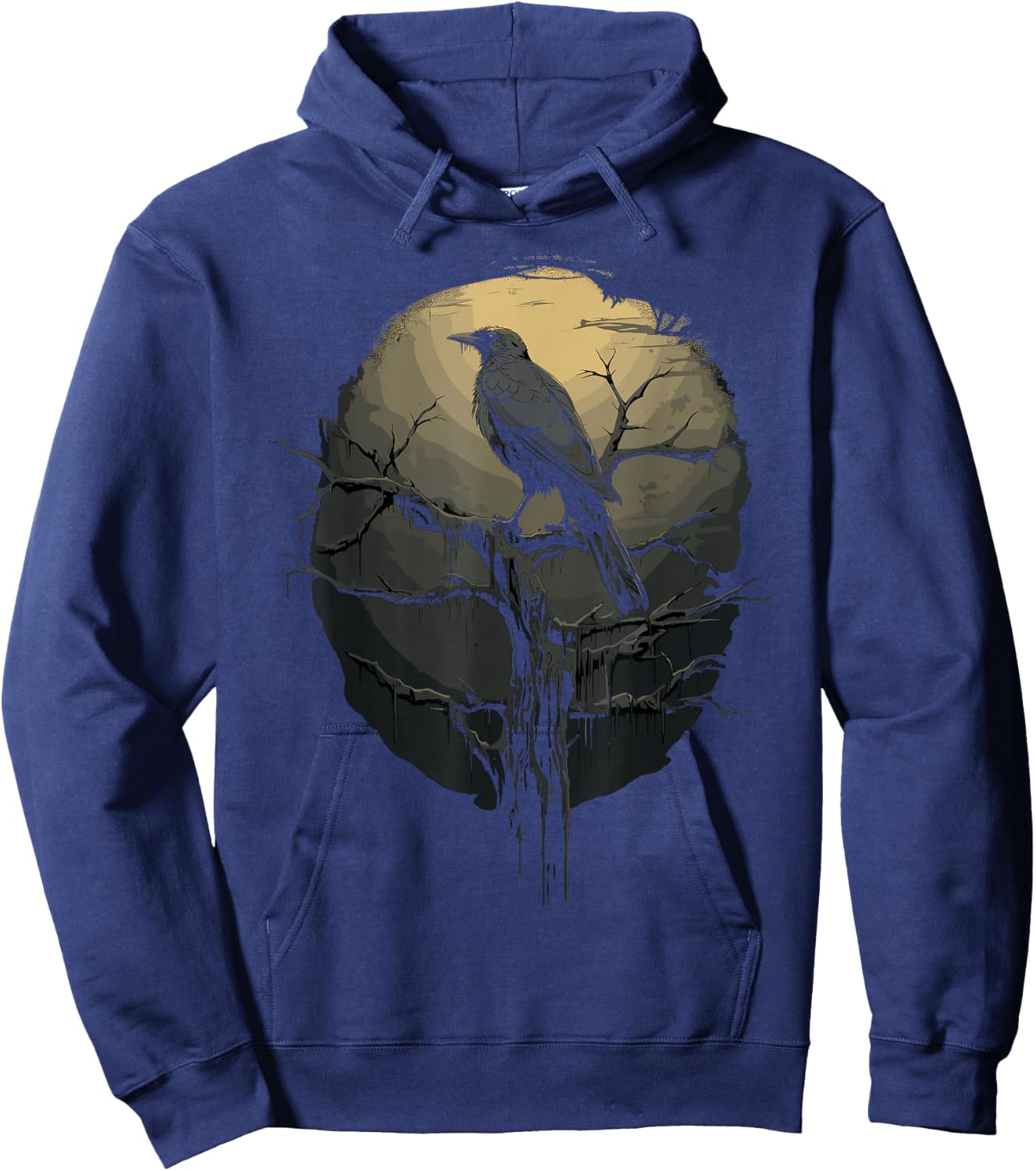 Beautiful Black Crow Raven Bird Silhouette Hoodie - Hoodie | Navy