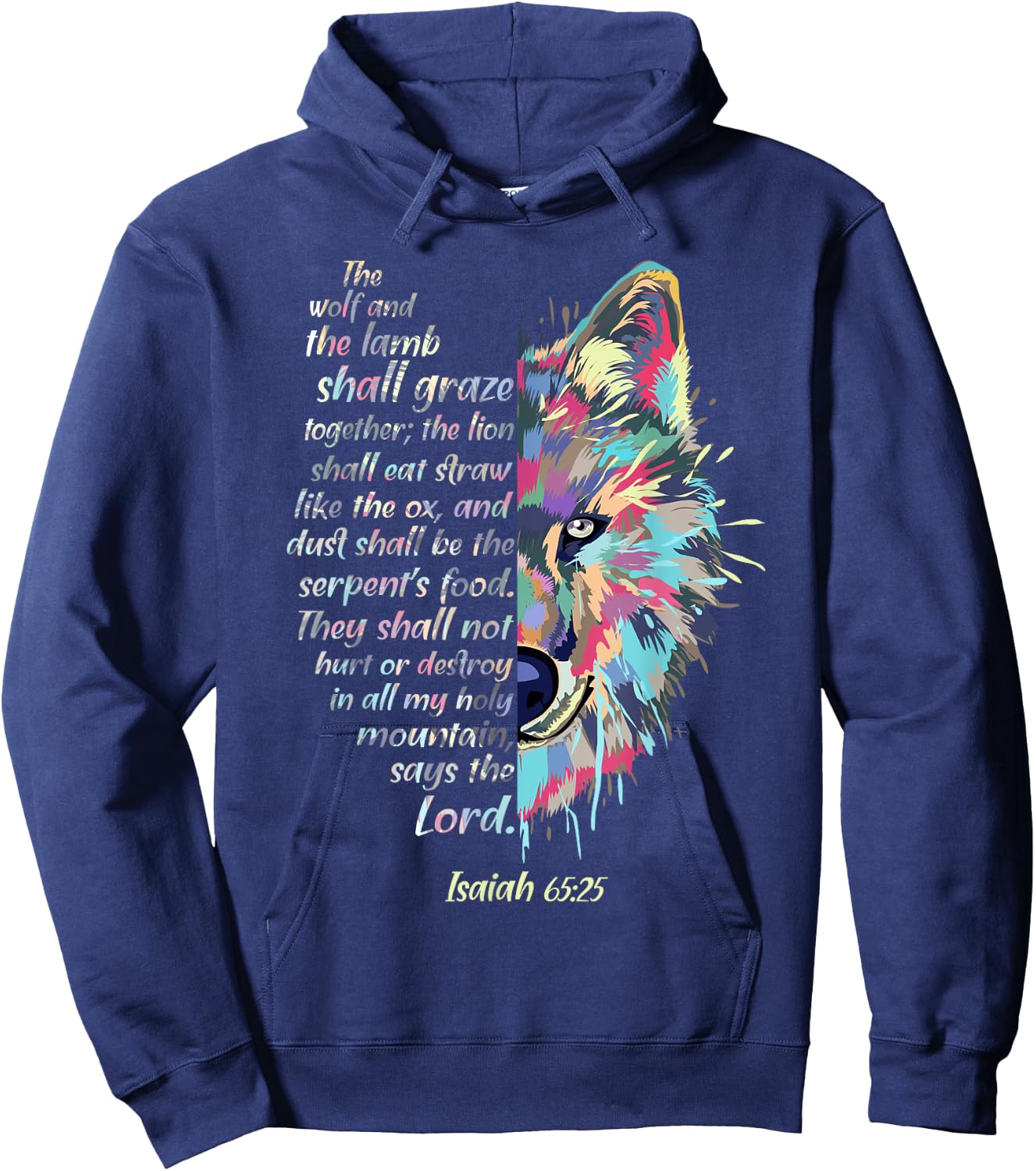 The Wolf and The Lamb Shall Graze Together - Isaiah Verse Hoodie - Hoodie | Navy
