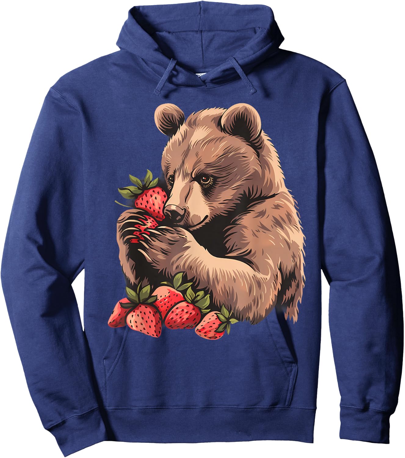 Strawberry Bear Strawberries Artwork Drawing Wildlife Motif Hoodie - Hoodie | Navy
