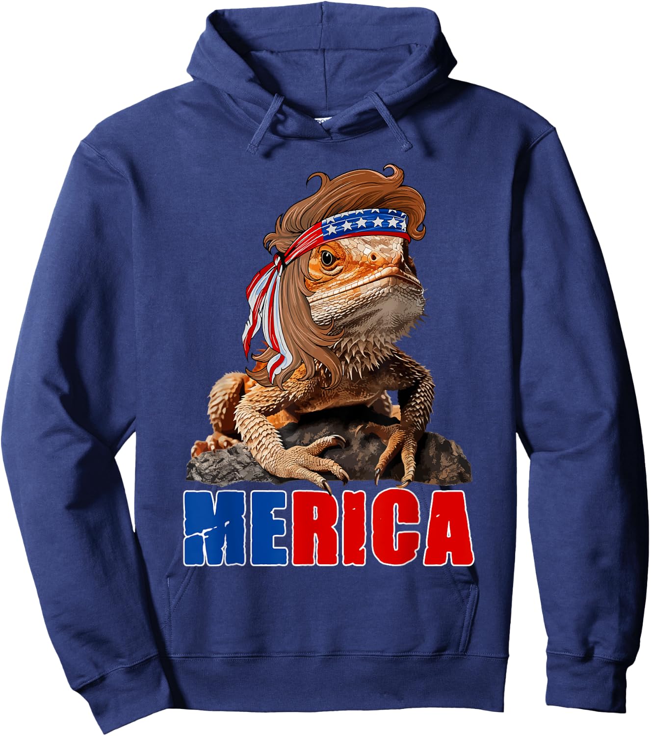 Merica Bearded Dragon USA Flag Independence Day 4th Of July Kids Men Hoodie - Hoodie | Navy