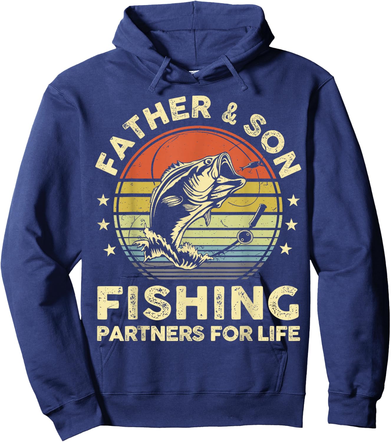 Father Son Matching Fishing Funny Bass Fish Dad Graphic Hoodie - Hoodie | Navy