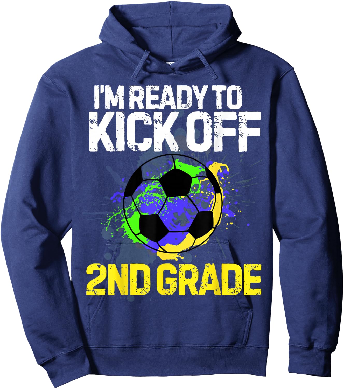 Funny Back To School Kick off 2nd grade Soccer Kids Boys Hoodie - Hoodie | Navy