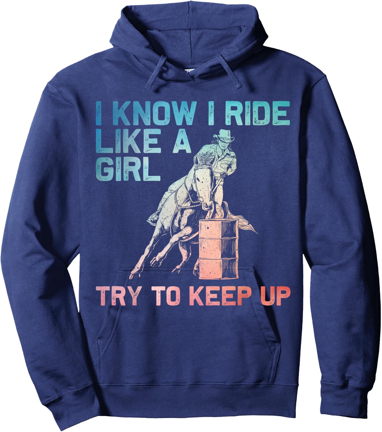 Barrel Racing Design Girls Cowgirl Barrel Racing Hoodie - Hoodie | Navy