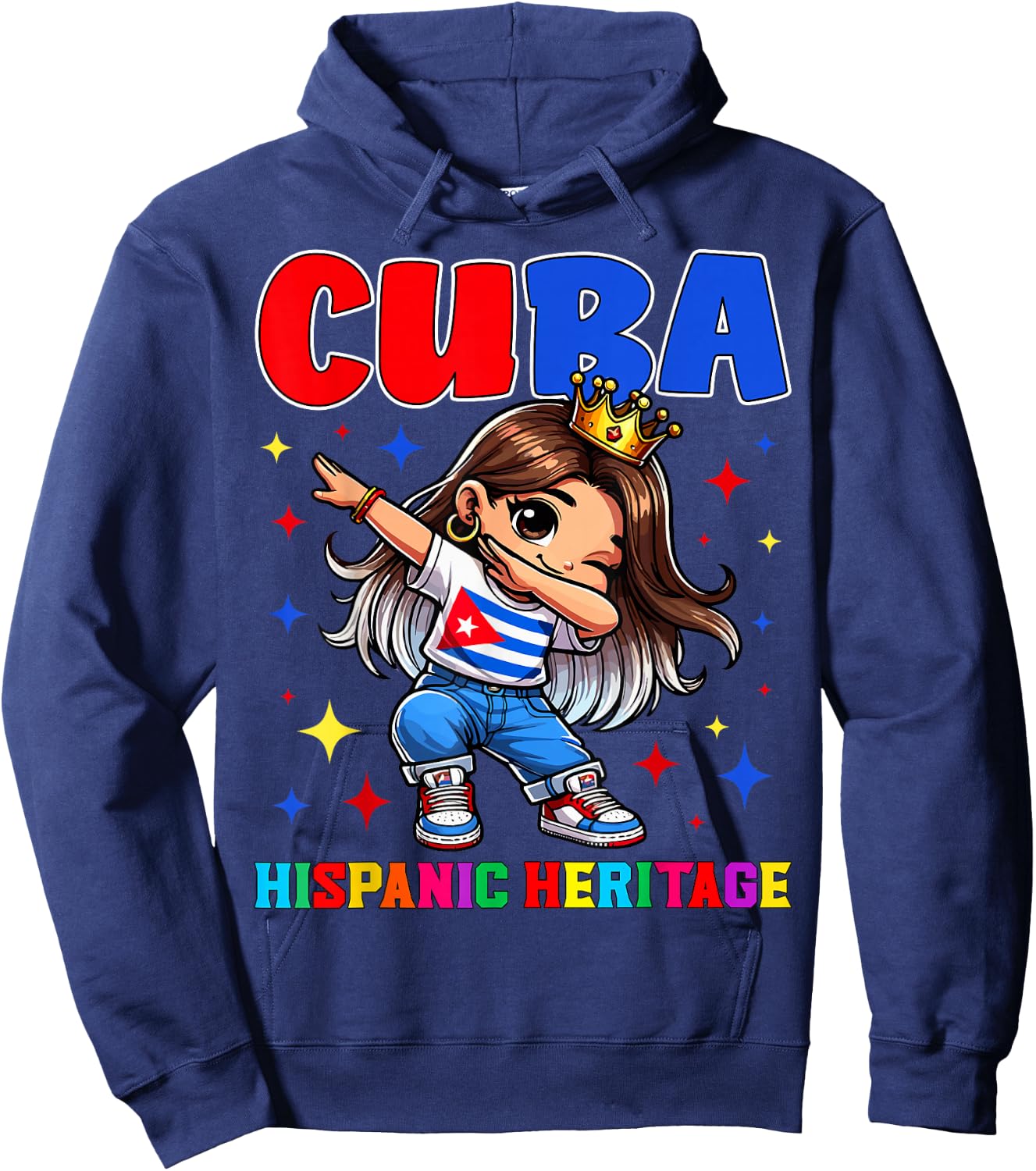 Cuba Dabbing Girl Hispanic Heritage Celebration for Kids Hoodie - Hoodie | Navy