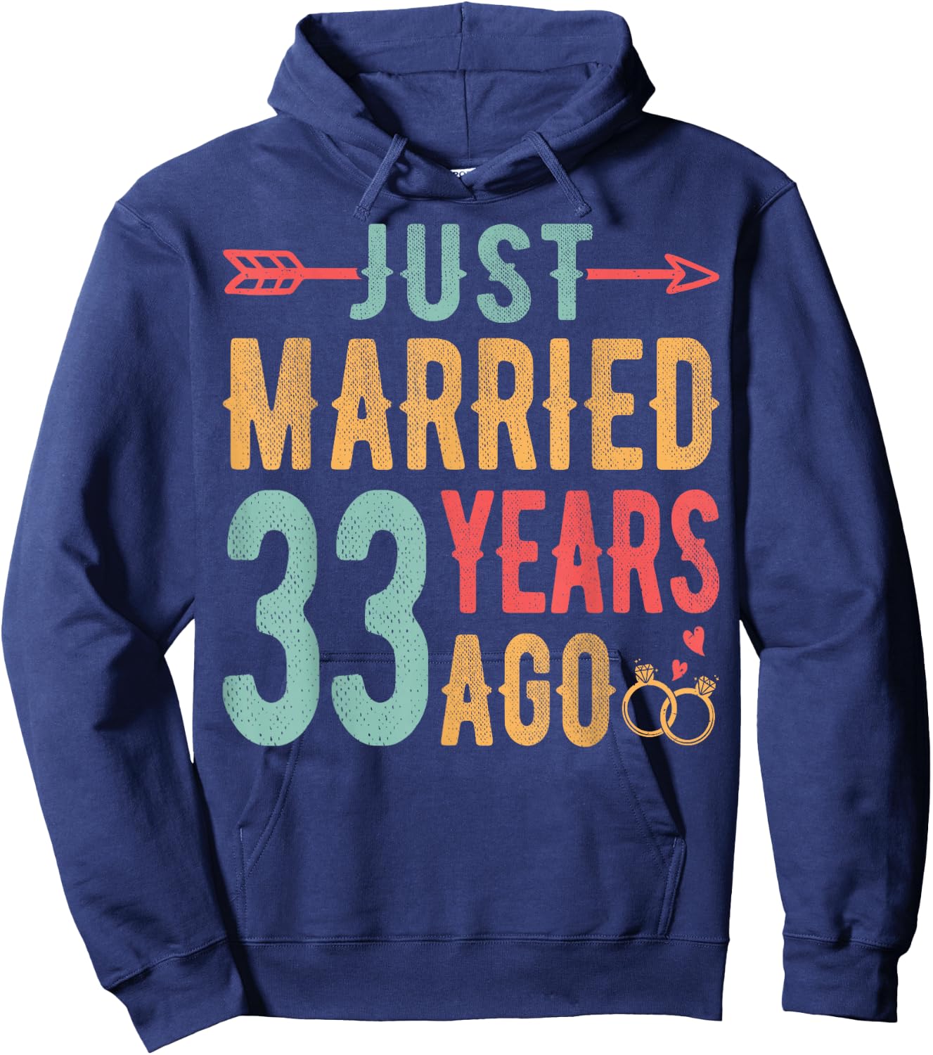 Just Married 33 Years Ago - 33th Wedding Anniversary Couple Hoodie - Hoodie | Navy