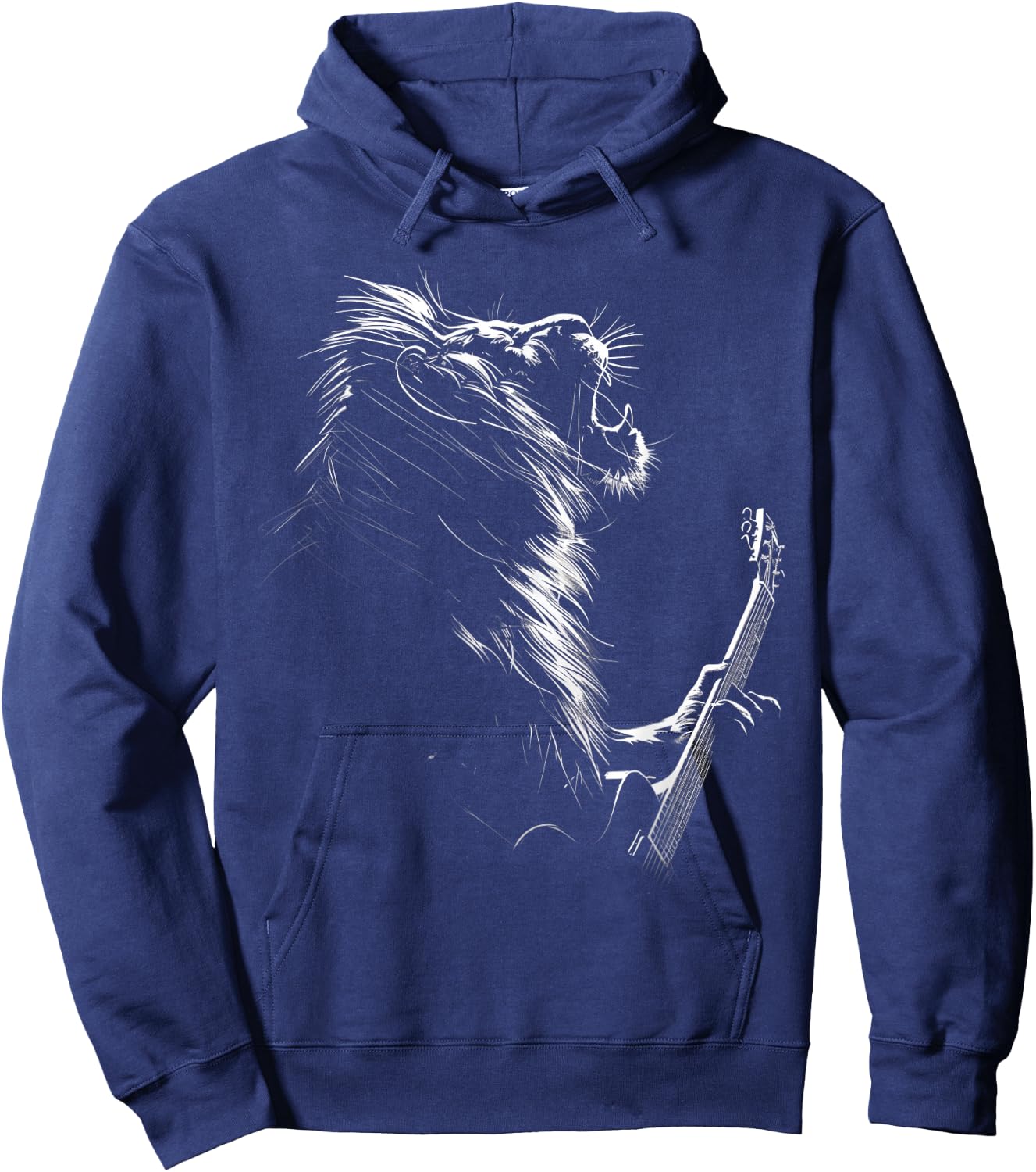 Lion Playing Guitar Rock And Roll Music Men Women Kids Hoodie - Hoodie | Navy