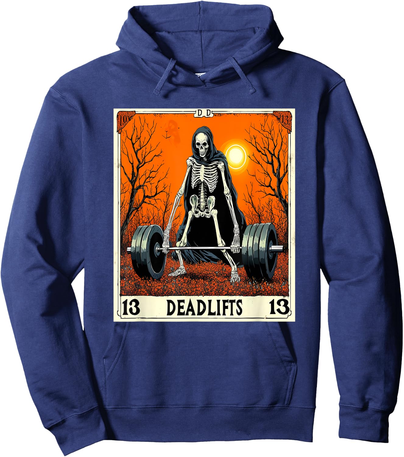Lift of Death Tarot Deadlifts Gym Reaper's Workout 09Q36N Hoodie - Hoodie | Navy