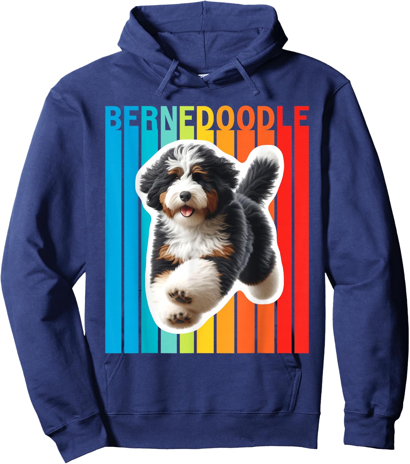 Colorful Bernedoodle Hoodie - Hoodie | Navy
