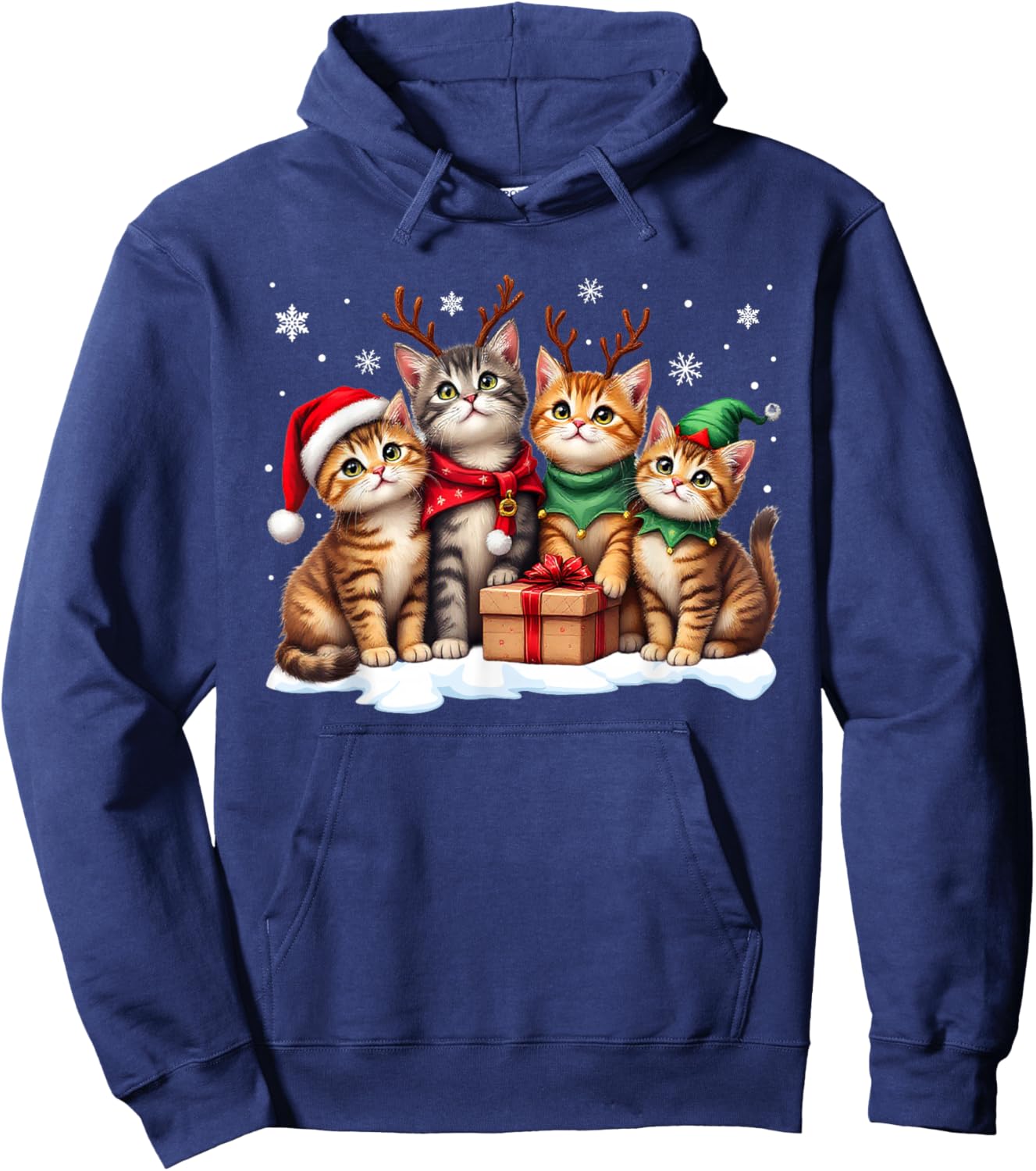 Cats Cat Christmas Pajamas Family Men Women Boys Girls Hoodie - Hoodie | Navy