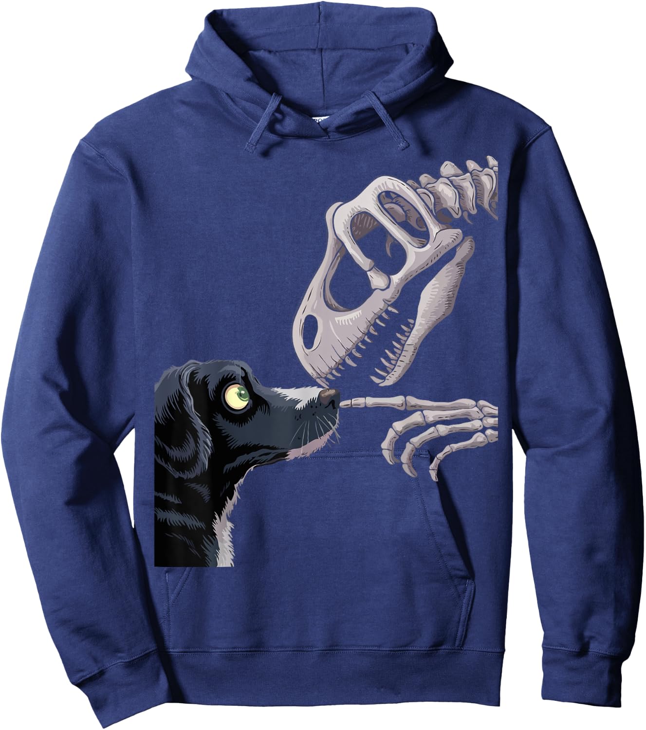 Cute Dog and Dinosaur Skull Funny Fossil Encounter Design Men Women Kids Hoodie - Hoodie | Navy