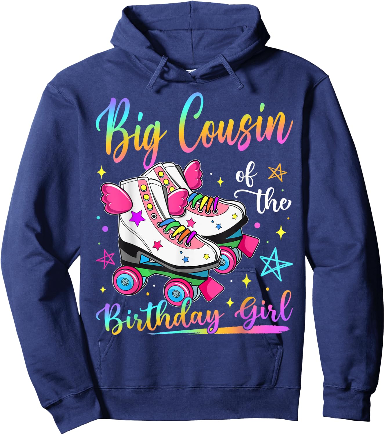 Big Cousin Of The Birthday Girl Rolling Skate Family Hoodie - Hoodie | Navy