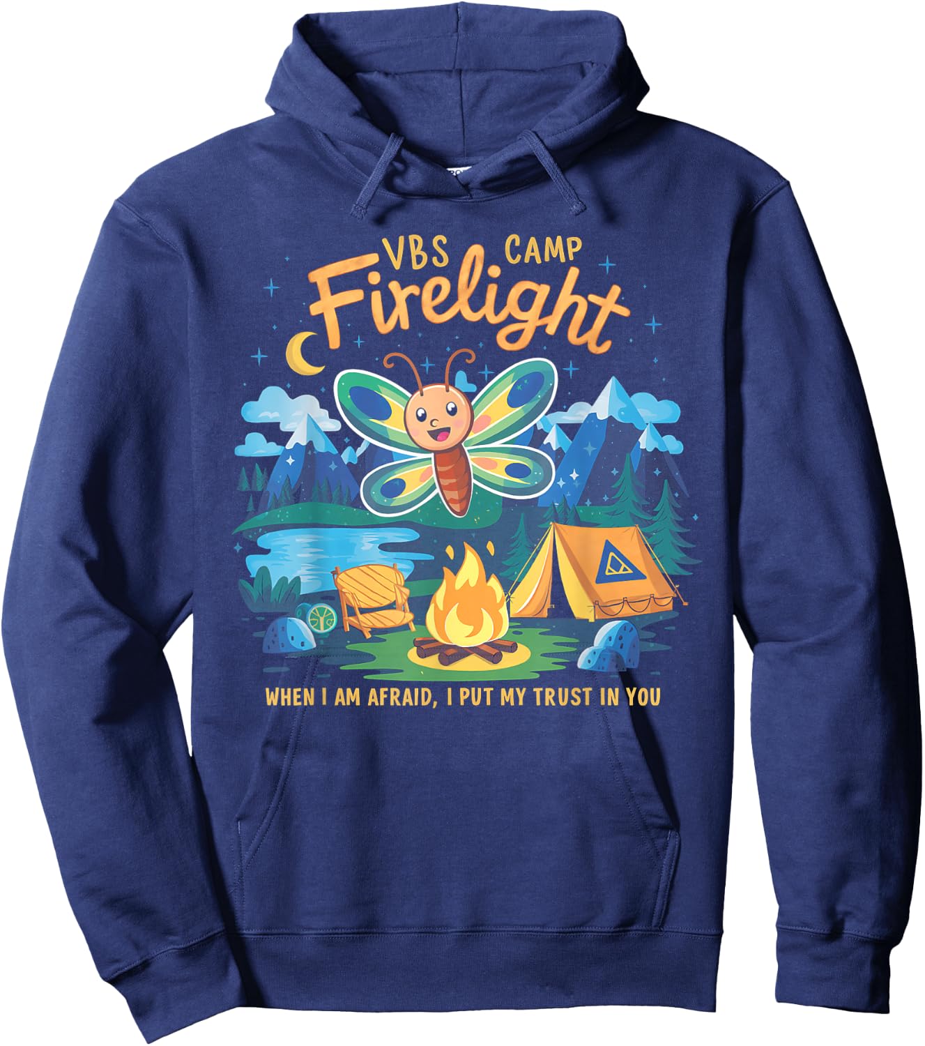 Camp Firelight VBS Camp Vacation Bible School Firework 2024 Hoodie - Hoodie | Navy